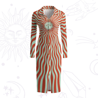 Purplehecate Radiance of the Sun Ribbed Knit Dress