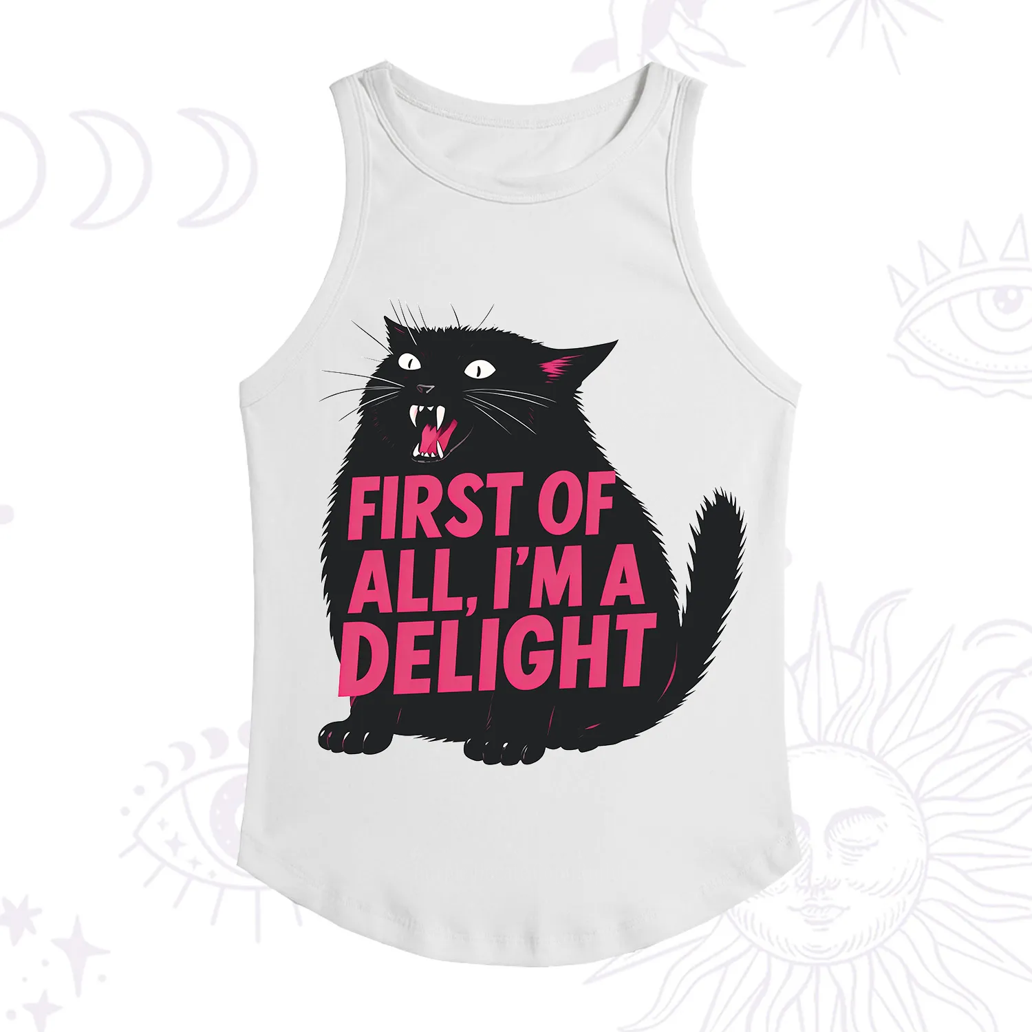Purplehecate First Of All I'm A Delight Cat Racerback Tank Top