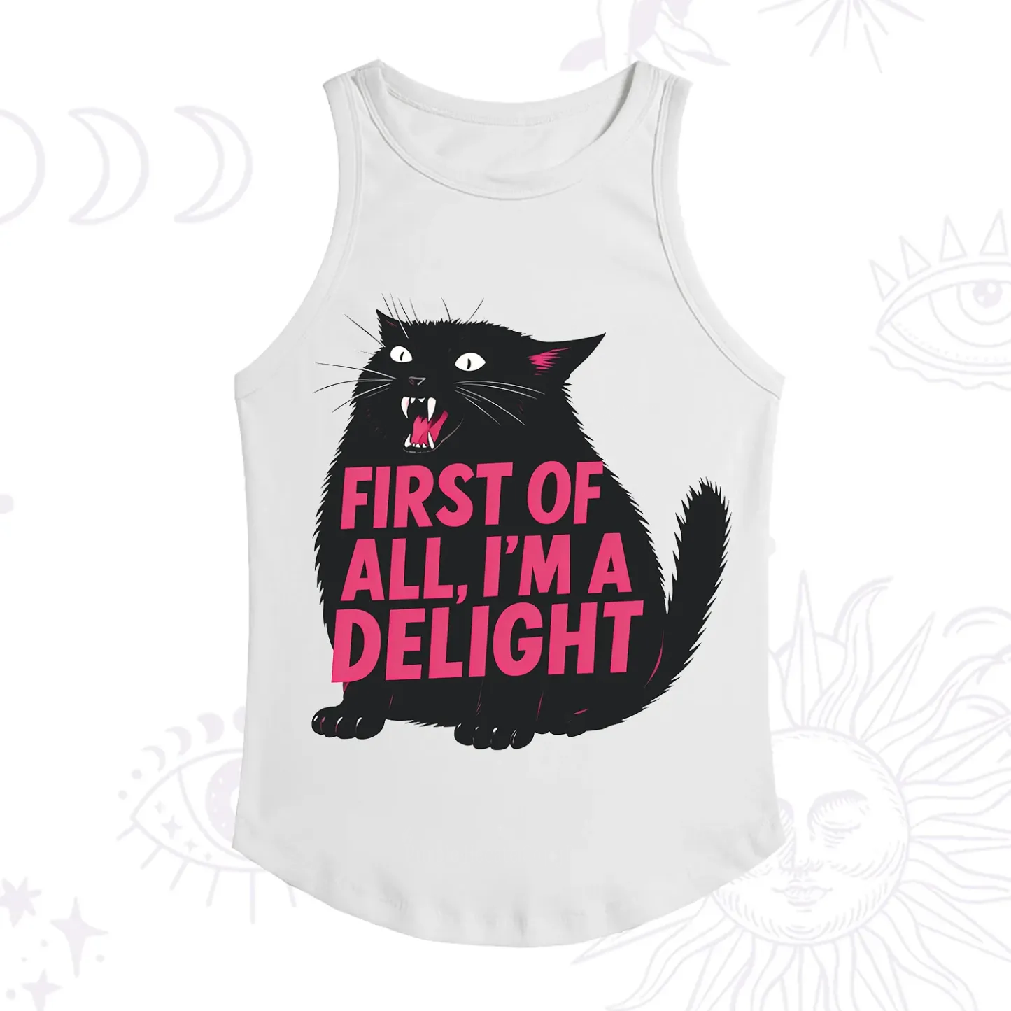 Purplehecate First Of All I'm A Delight Cat Racerback Tank Top