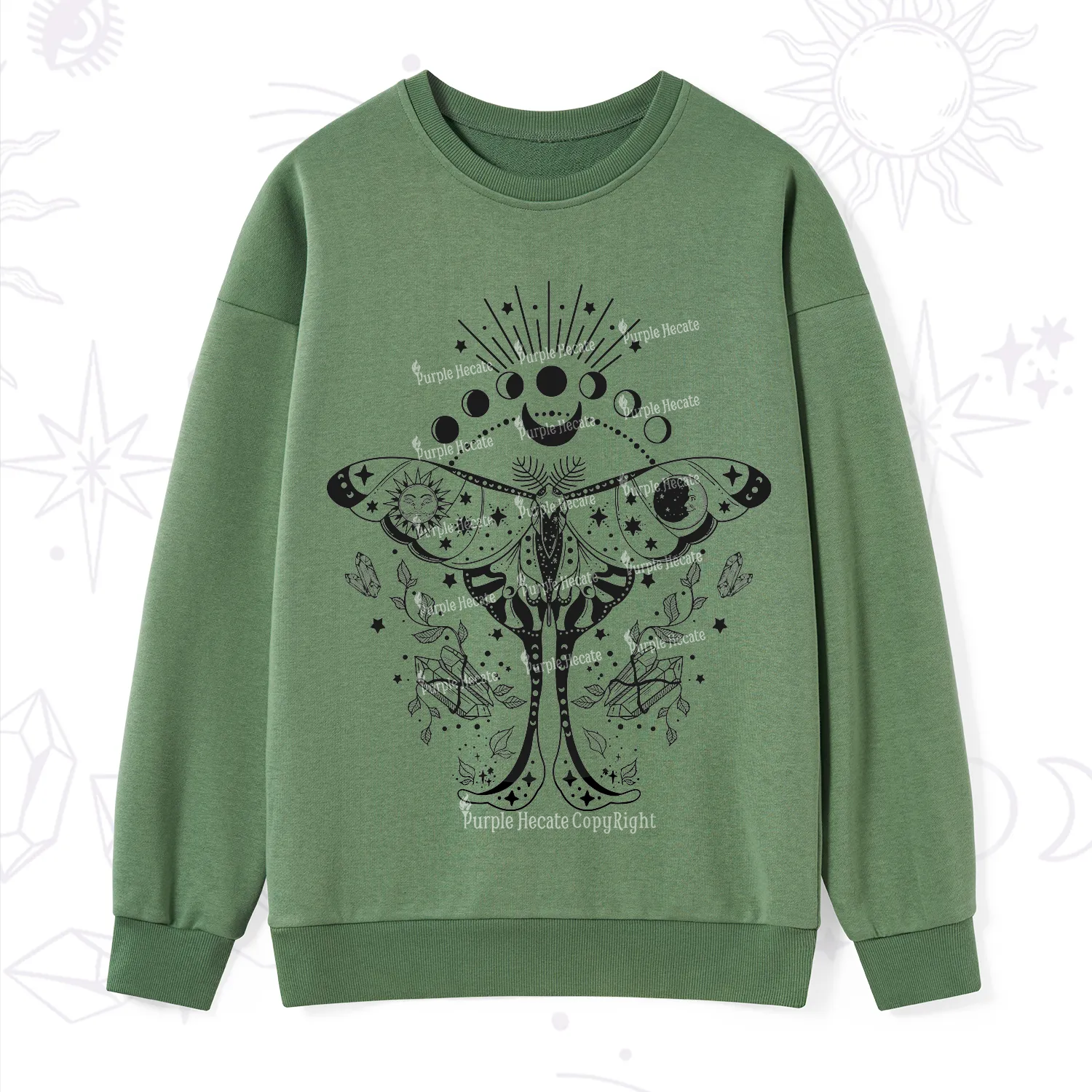 Purplehecate Moonlit Celestial Moth Sweatshirt