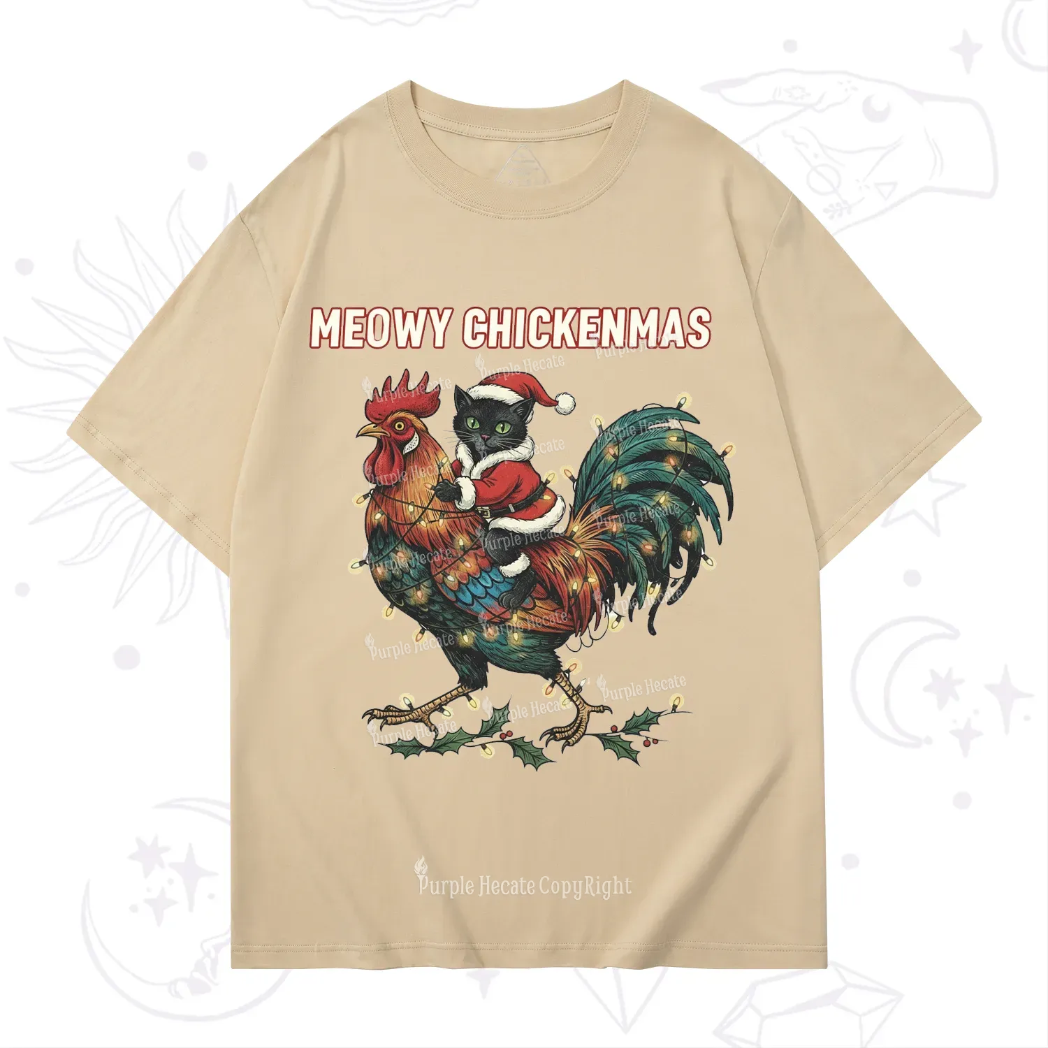 Purplehecate Meowy Chickenmas Christmas T-Shirt