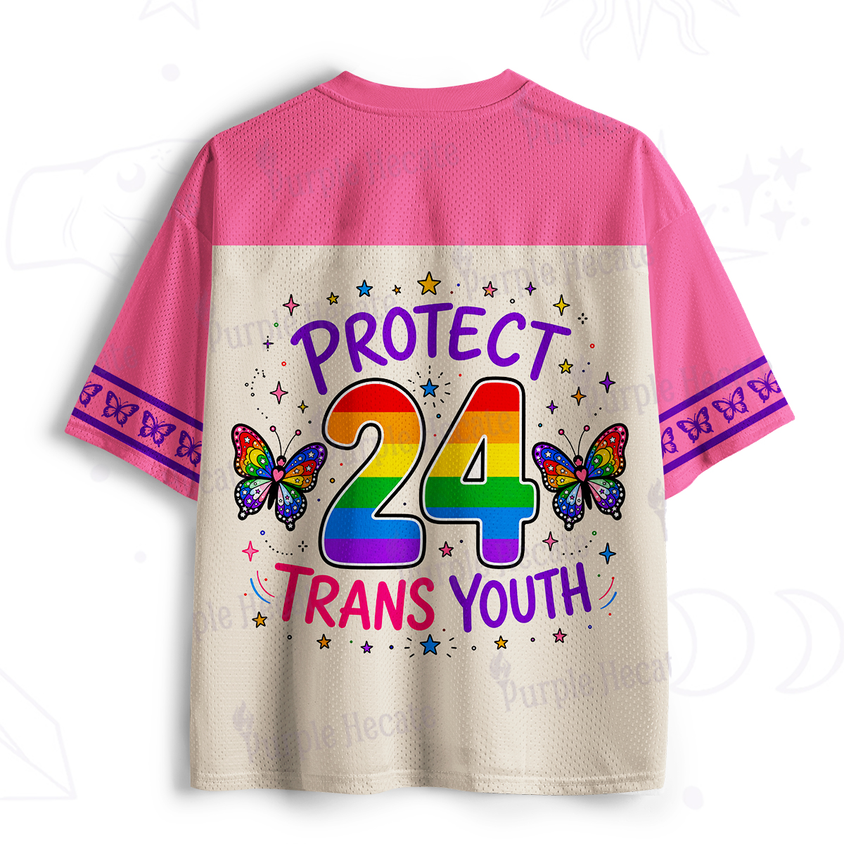 Purplehecate Protect Trans Youth Rainbow Butterfly Mesh Jersey