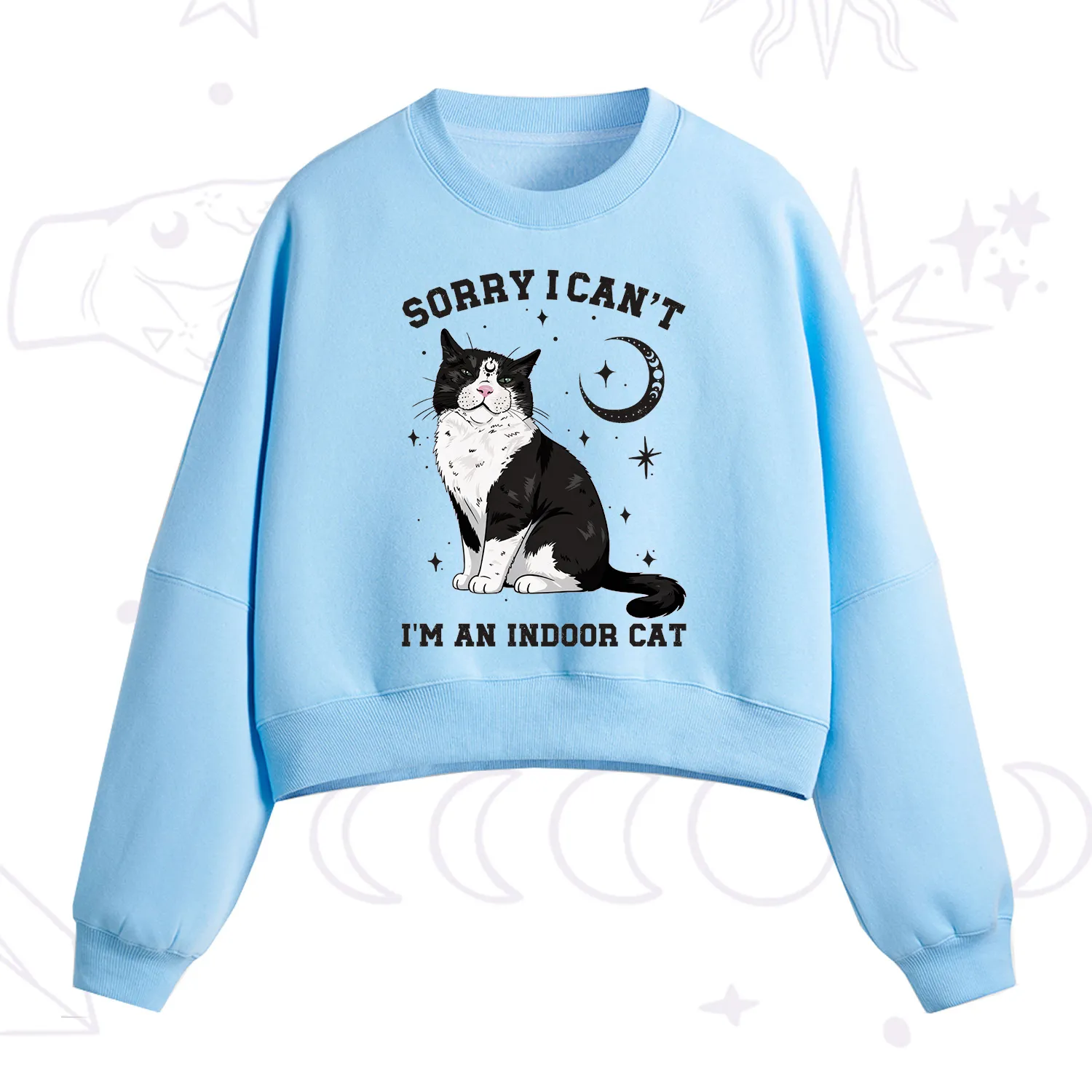 Purplehecate Sorry I Can't Go I'm an Indoor Cat Fleece Cropped Sweatshirt