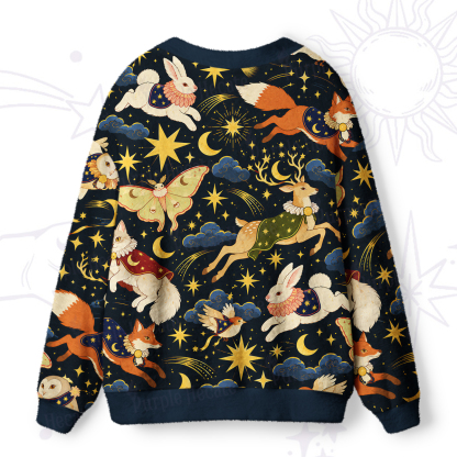 Purplehecate Moonlit Animal Parade Fairy Tale Ugly Cardigan Sweaters