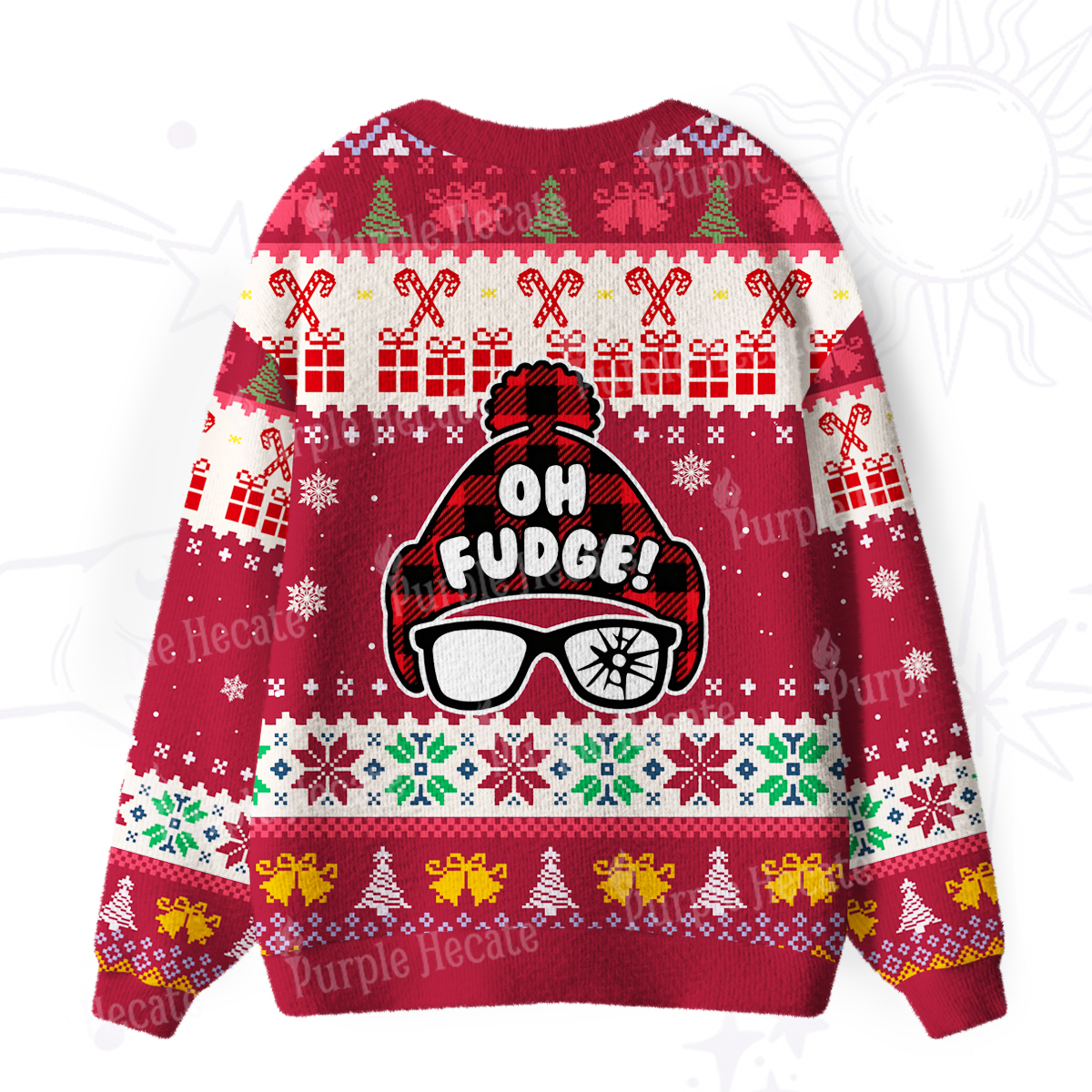 Purplehecate Oh Fudge Christmas Ugly Cardigan Sweaters