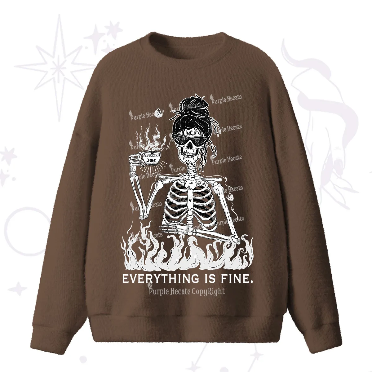 Purplehecate Everything Is Fine Fuzzy Ugly Sweater