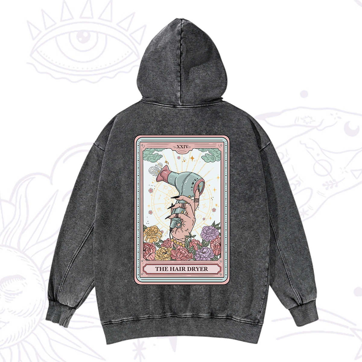 Purplehecate The Hair Dryer Life Tarot Washed Hoodie