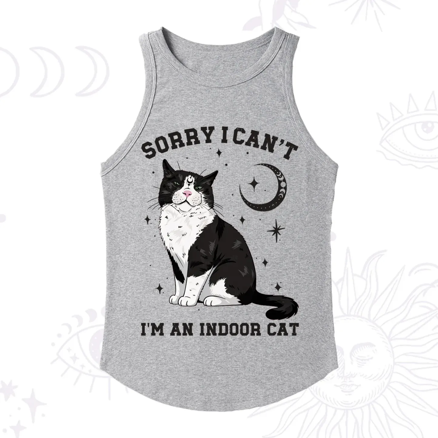 Purplehecate Sorry I Can't Go I'm an Indoor Cat Racerback Tank Top