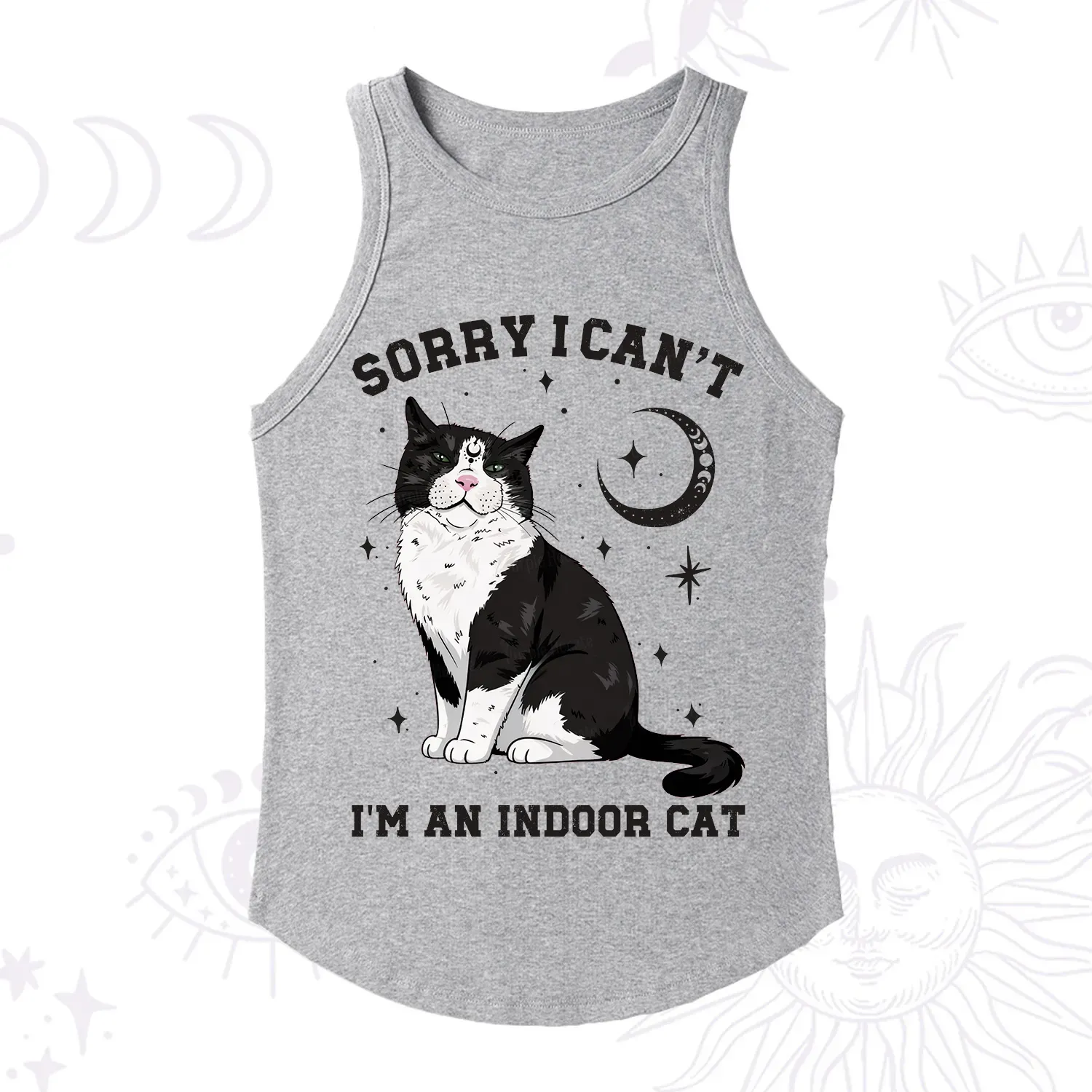 Purplehecate Sorry I Can't Go I'm an Indoor Cat Racerback Tank Top