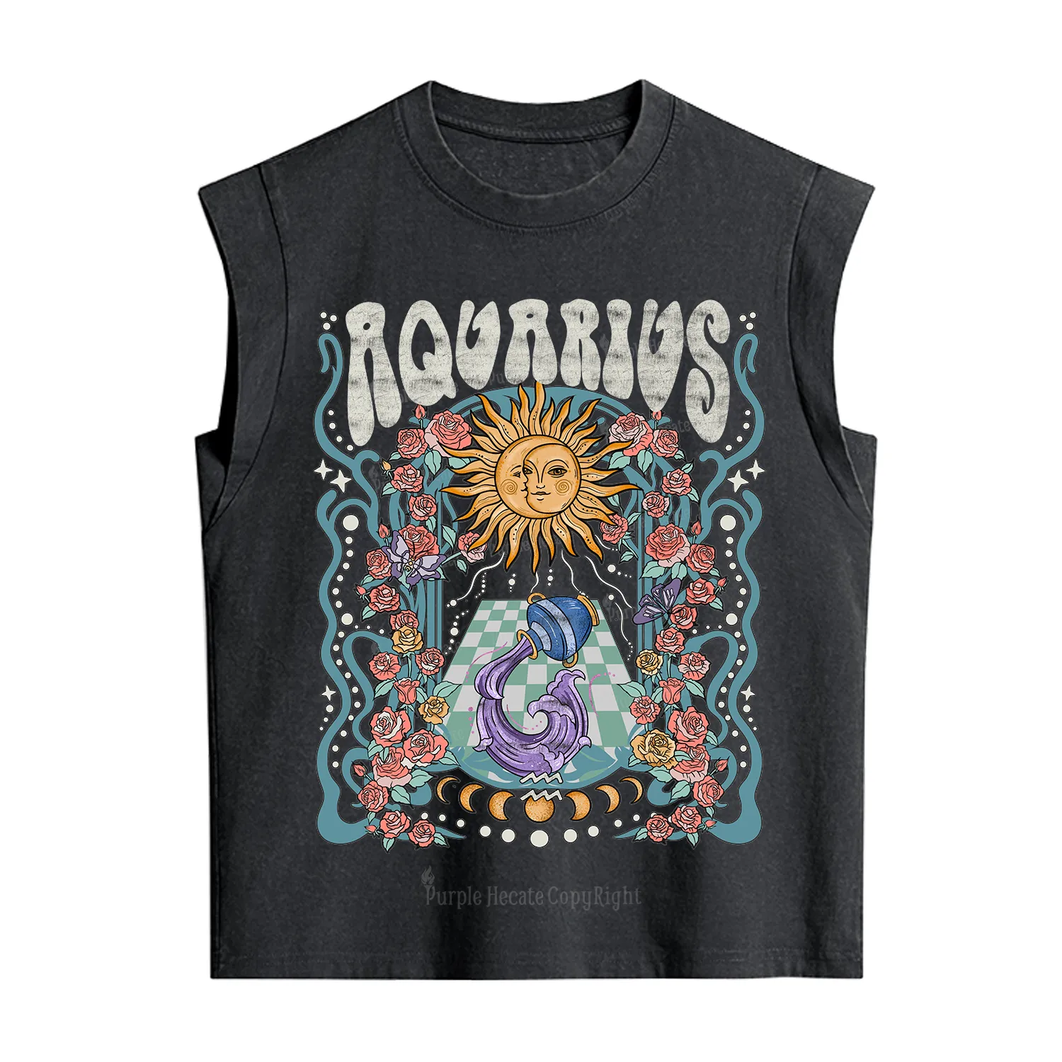 Purplehecate Aquarius Spirit Zodiac Vintage Washed Tank