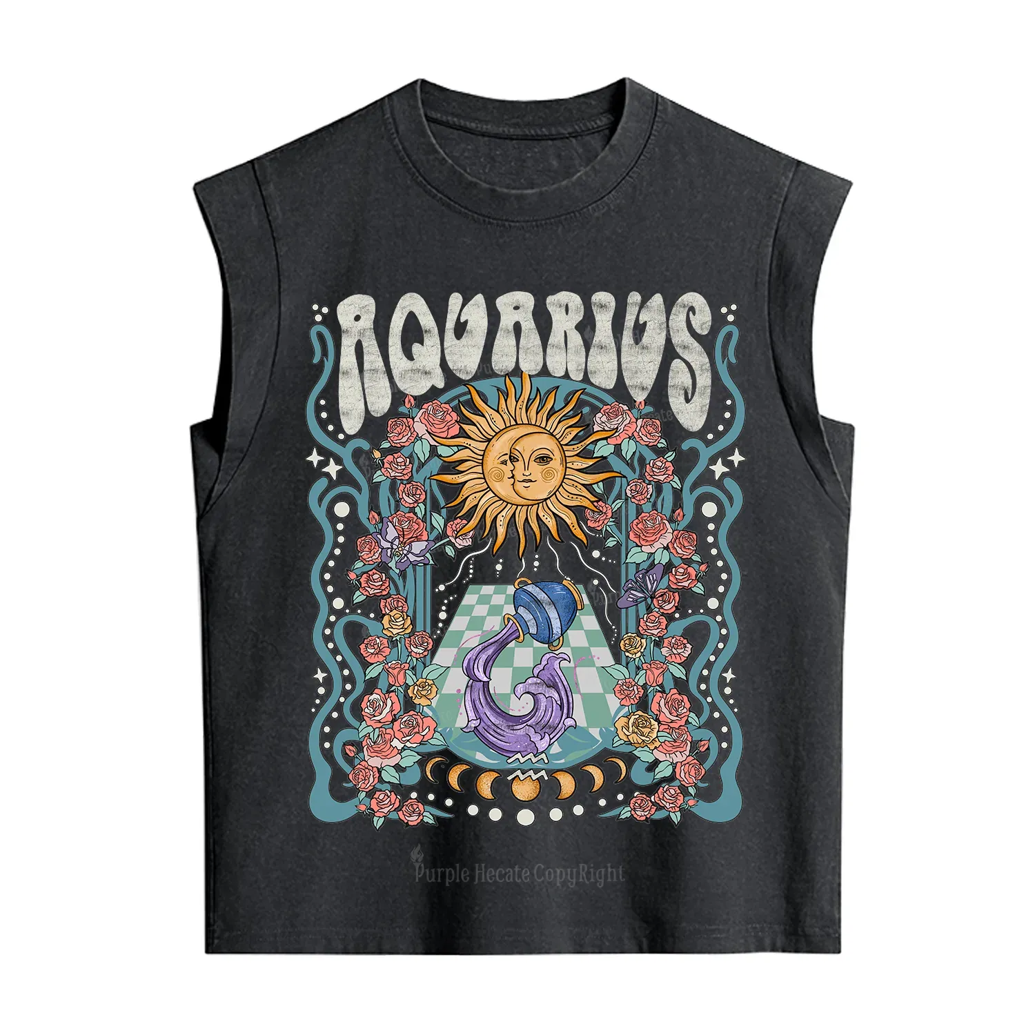 Purplehecate Aquarius Spirit Zodiac Vintage Washed Tank