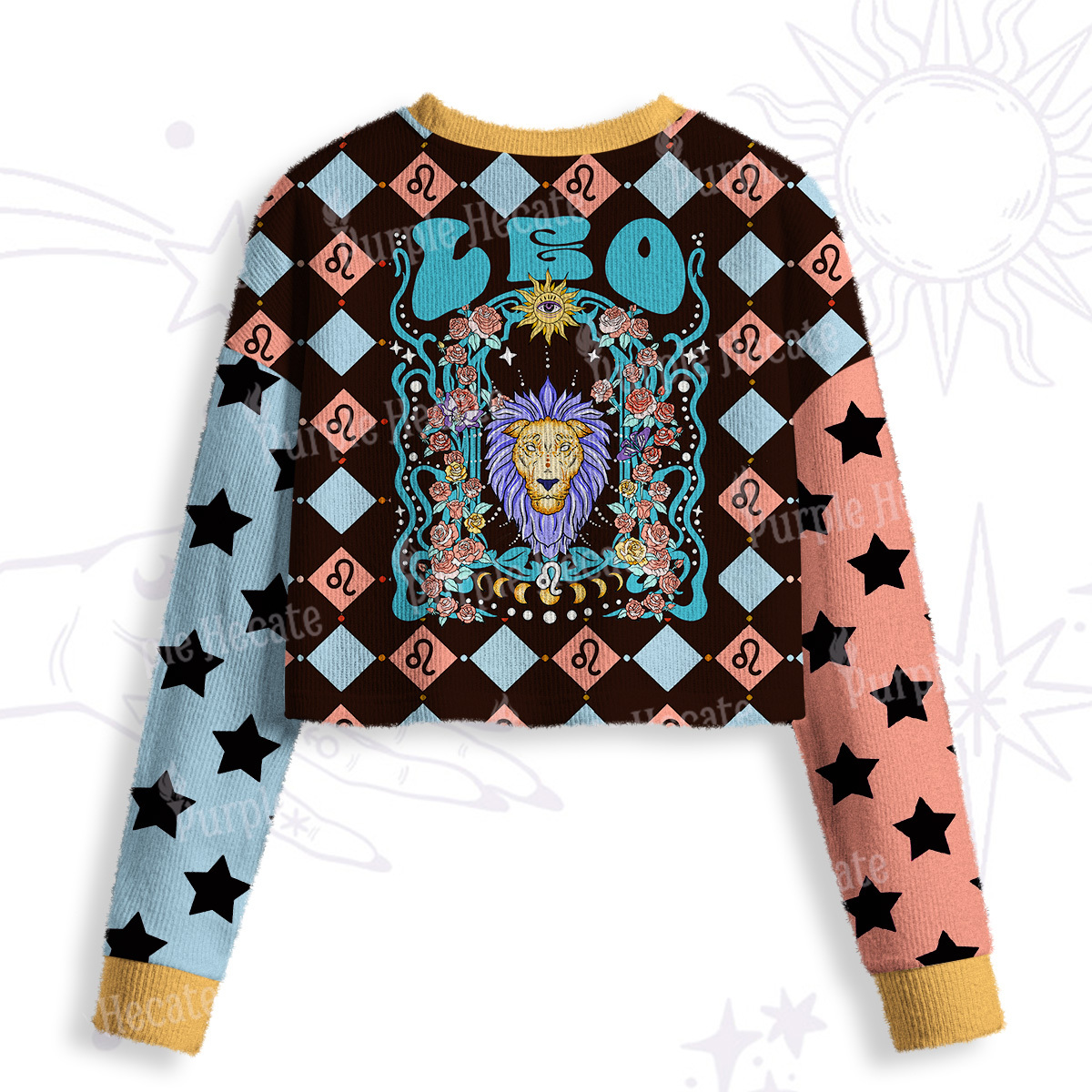 Purplehecate Leo Spirit Zodiac Crop Fuzzy Ugly Sweatshirt