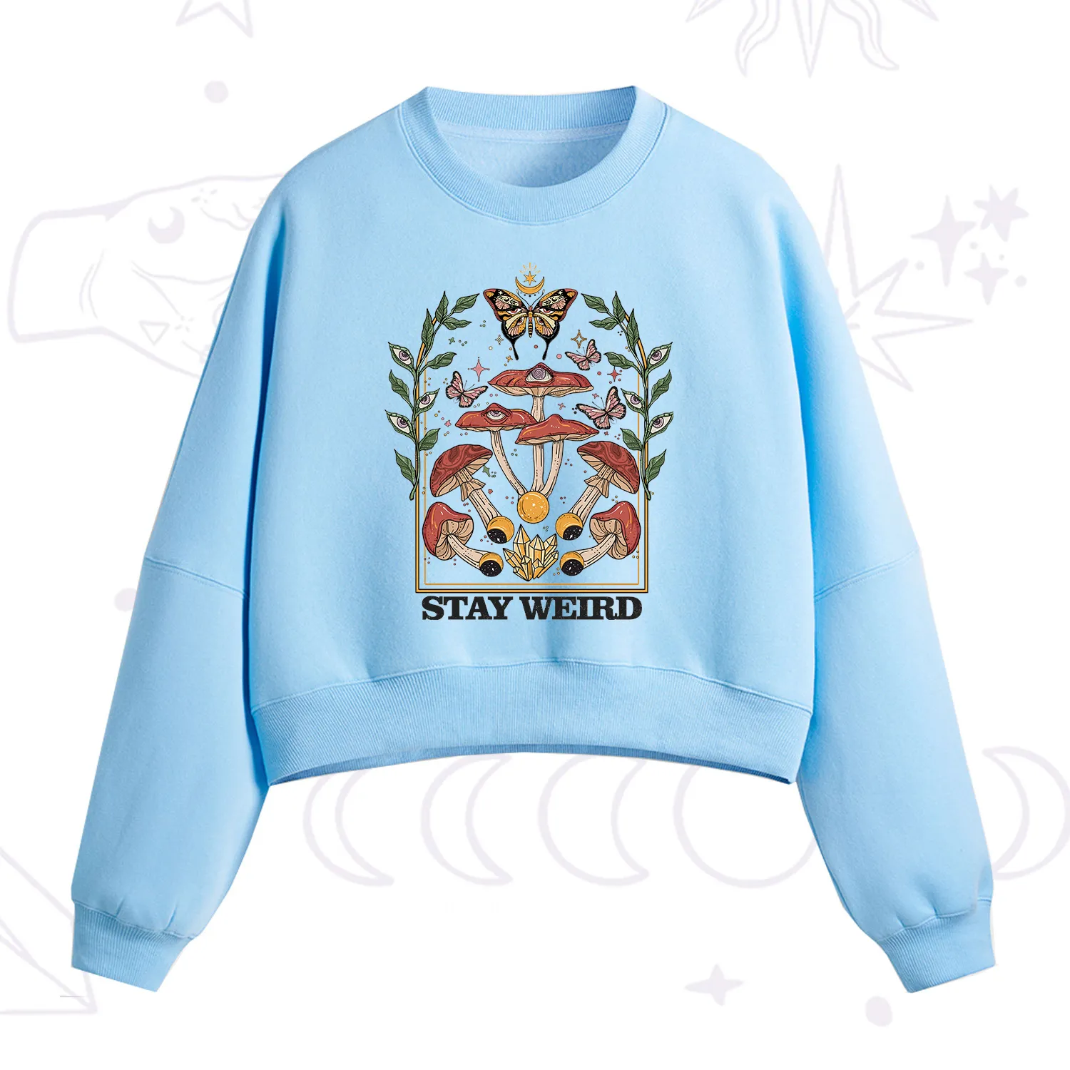 Purplehecate Stay Weird Fleece Cropped Sweatshirt