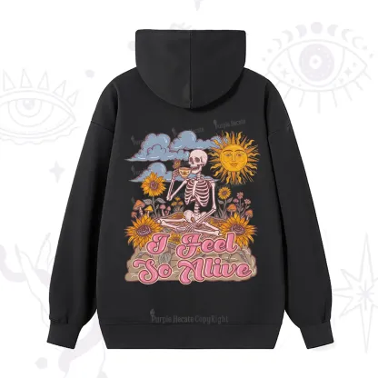 Purplehecate I feel So Alive Dancing Sarcastic Skeleton Hoodie
