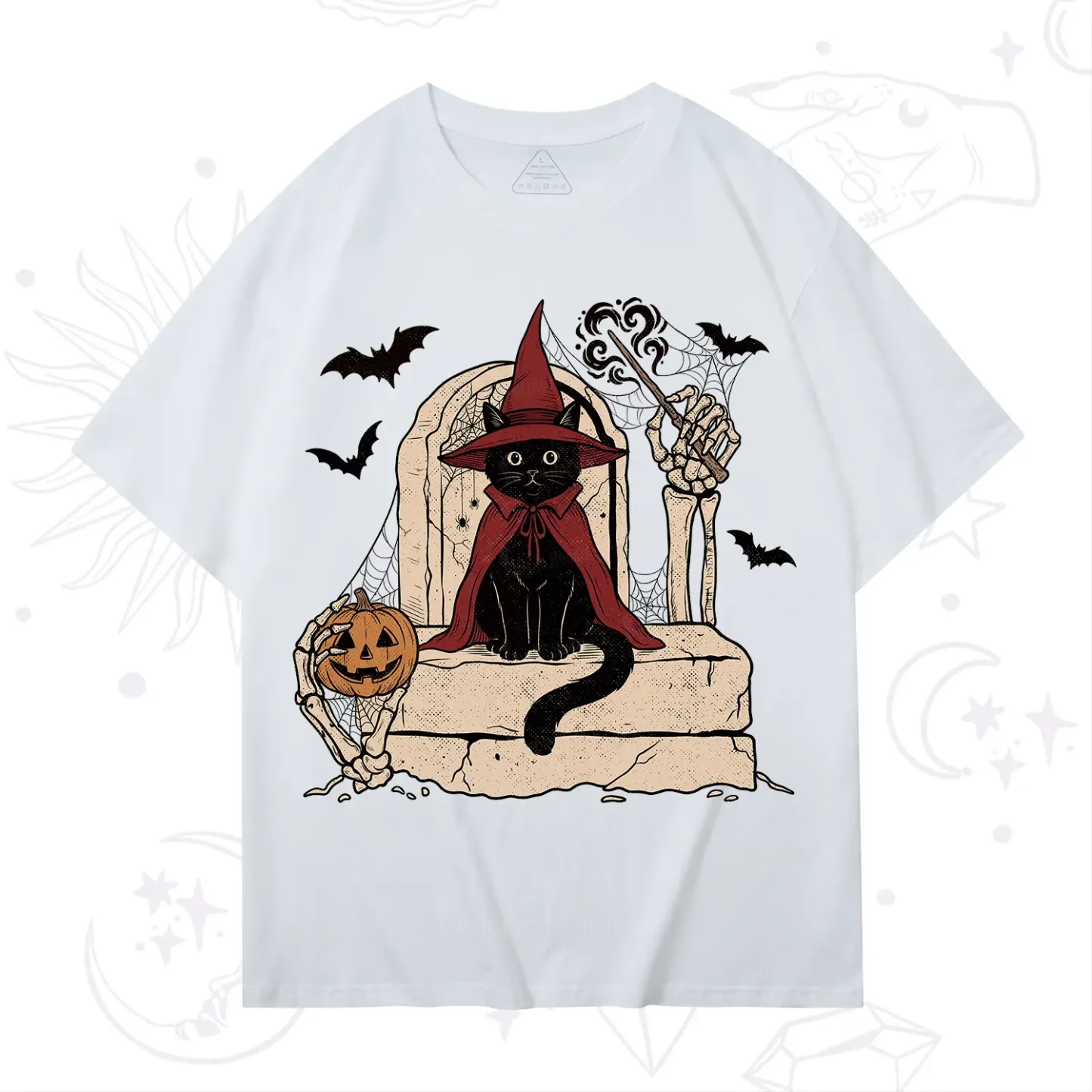 Purplehecate Wizard Black Cat on the Tombstone Halloween T-Shirt