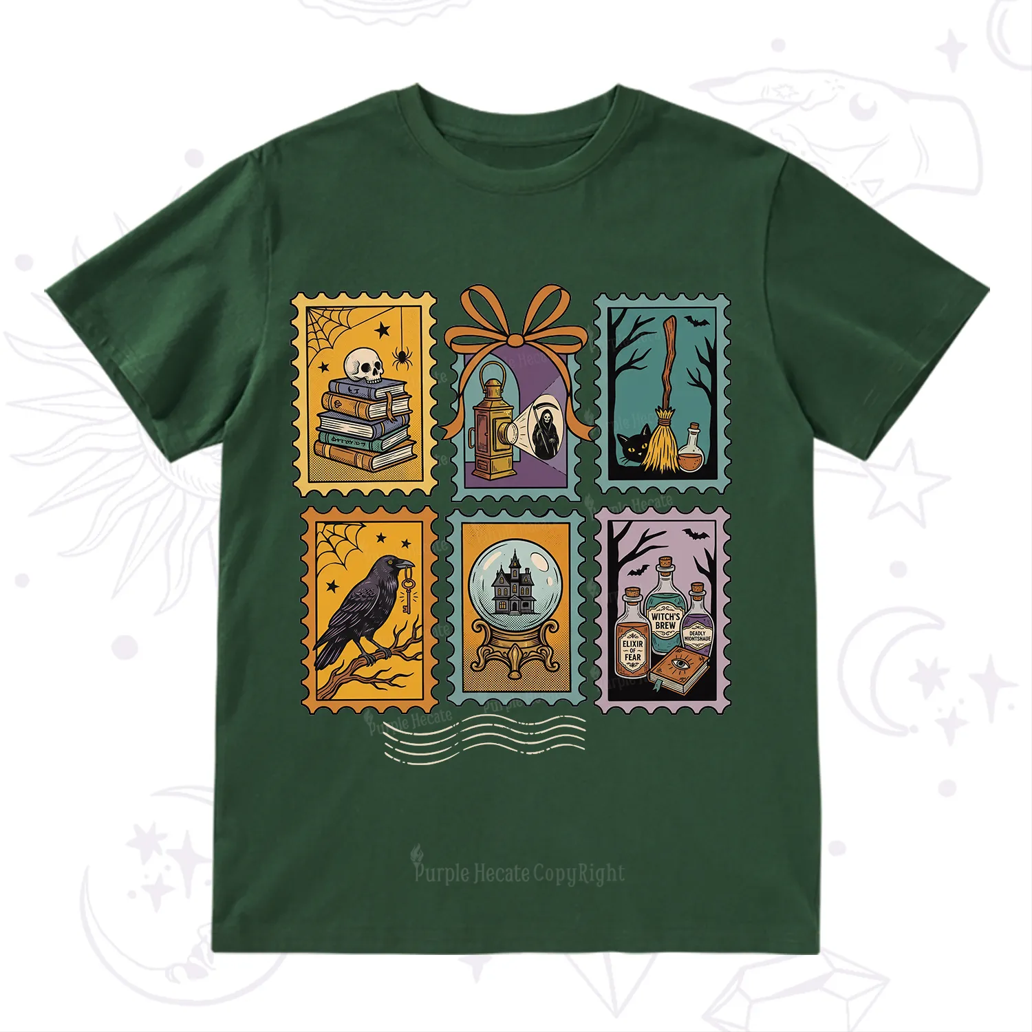 Purplehecate Halloween Witch Raven Castle Potions T-Shirt