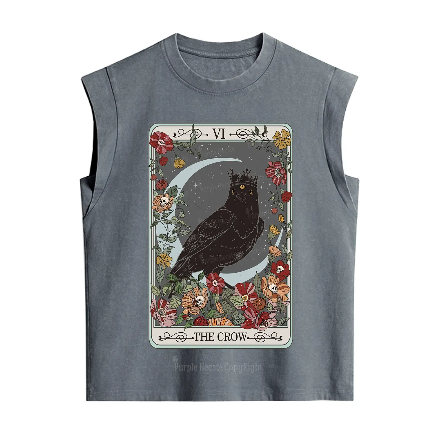 Purplehecate The Crow Tarot Card Vintage Washed Tank