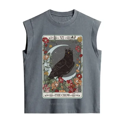 Purplehecate The Crow Tarot Card Vintage Washed Tank
