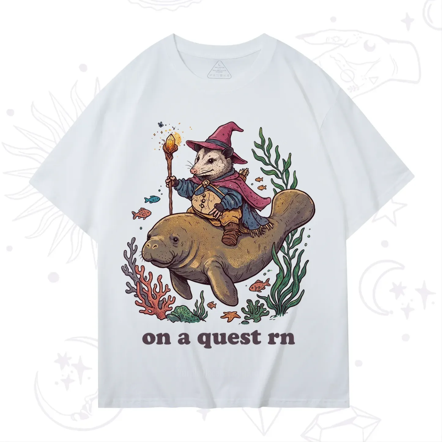 Purplehecate Opossum Wizard on Sea Quest T-Shirt