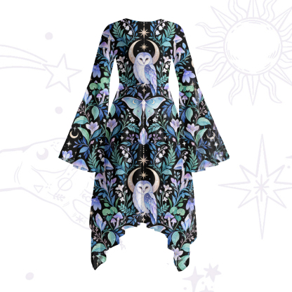 Purplehecate Night Owl Moonlit Dream Sleeve Dress