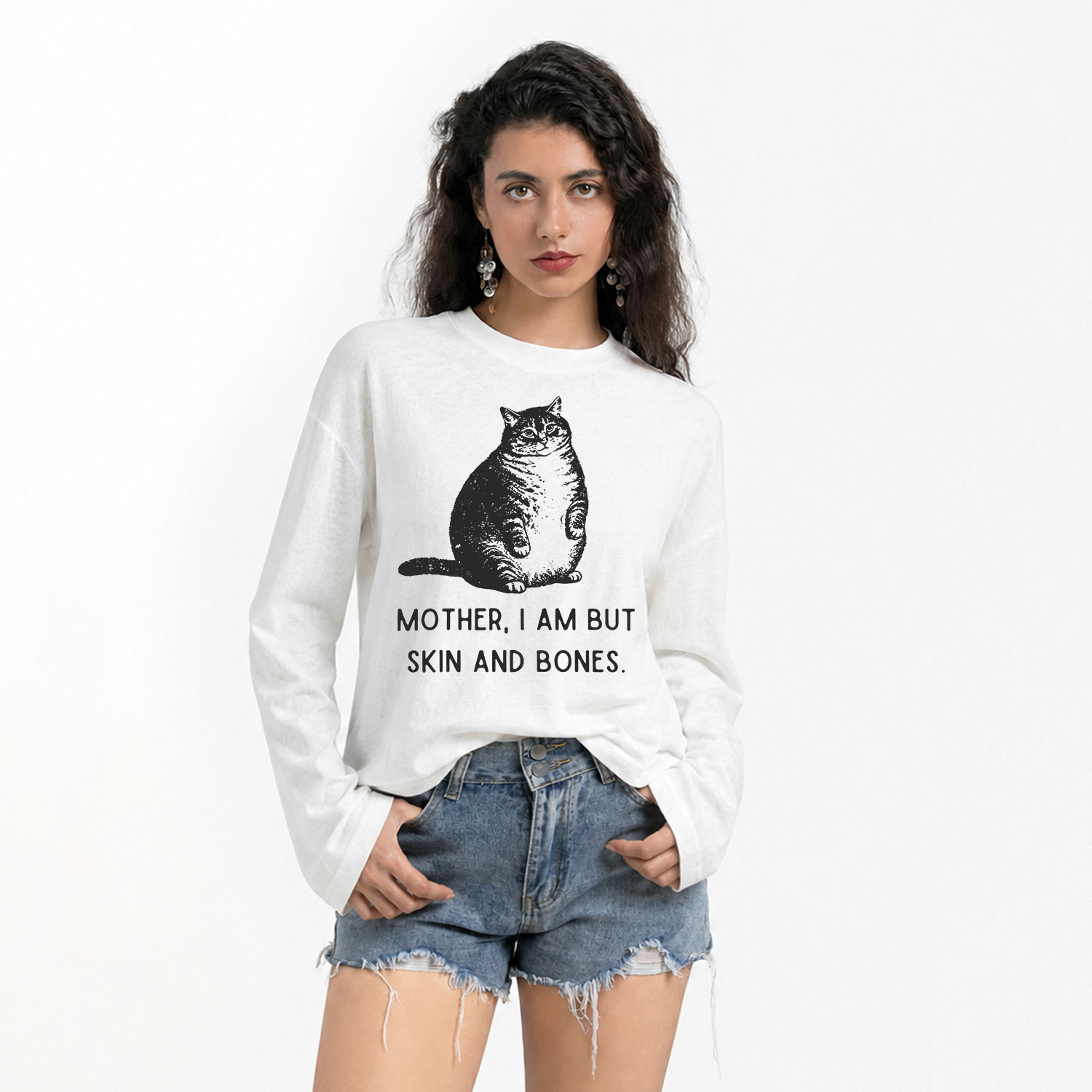 Purplehecate Cat Mother I Am But Skin And Bones Slub Long Sleeve T-Shirt