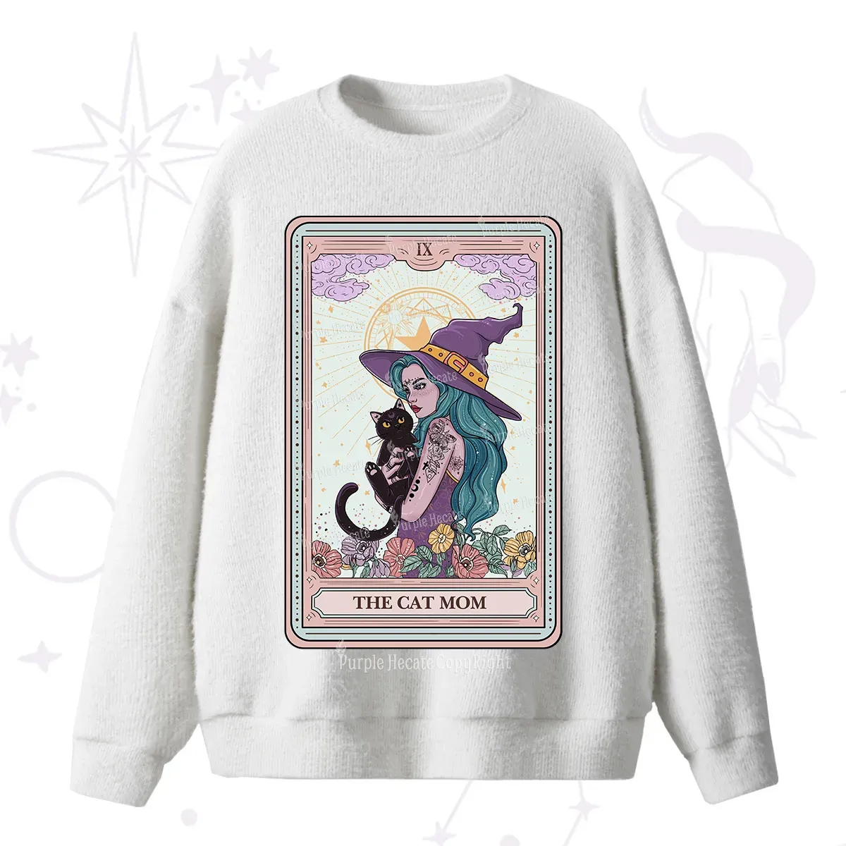 Purplehecate The Gothic Cat Mom Tarot Fuzzy Ugly Sweater