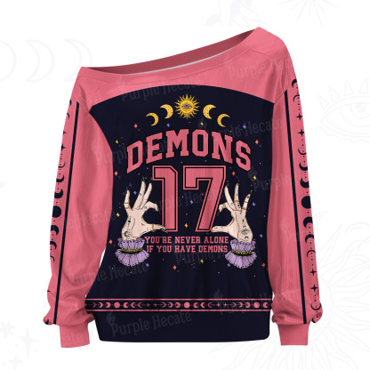 Purplehecate You're Never Alone If You Have Demons Off The Shoulder Graphic Jersey