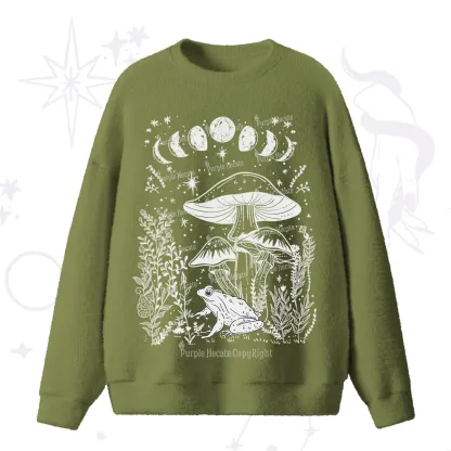 Purplehecate Celestial Frog Mushrooms Fuzzy Ugly Sweater