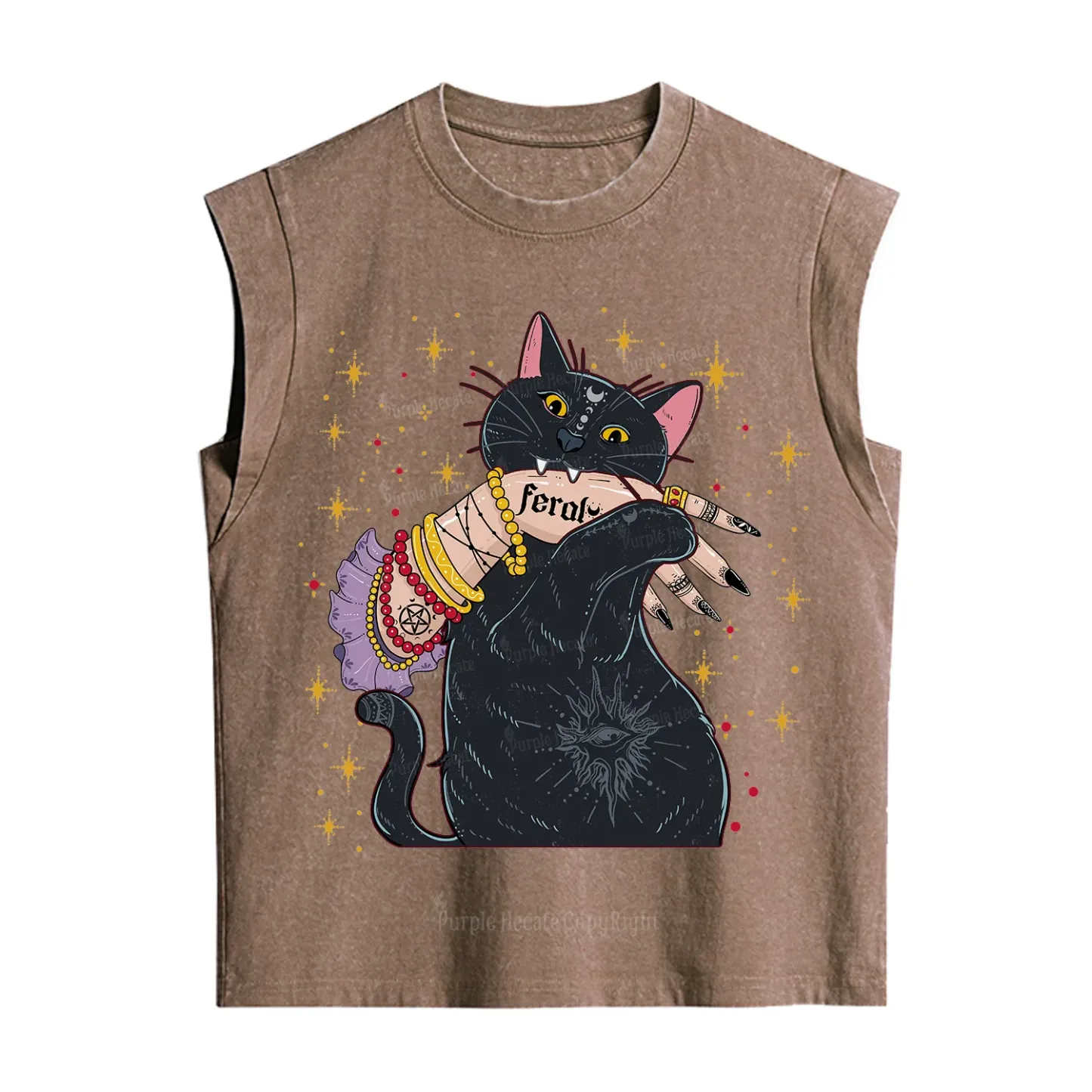 Purplehecate Feral Cat Vintage Washed Tank