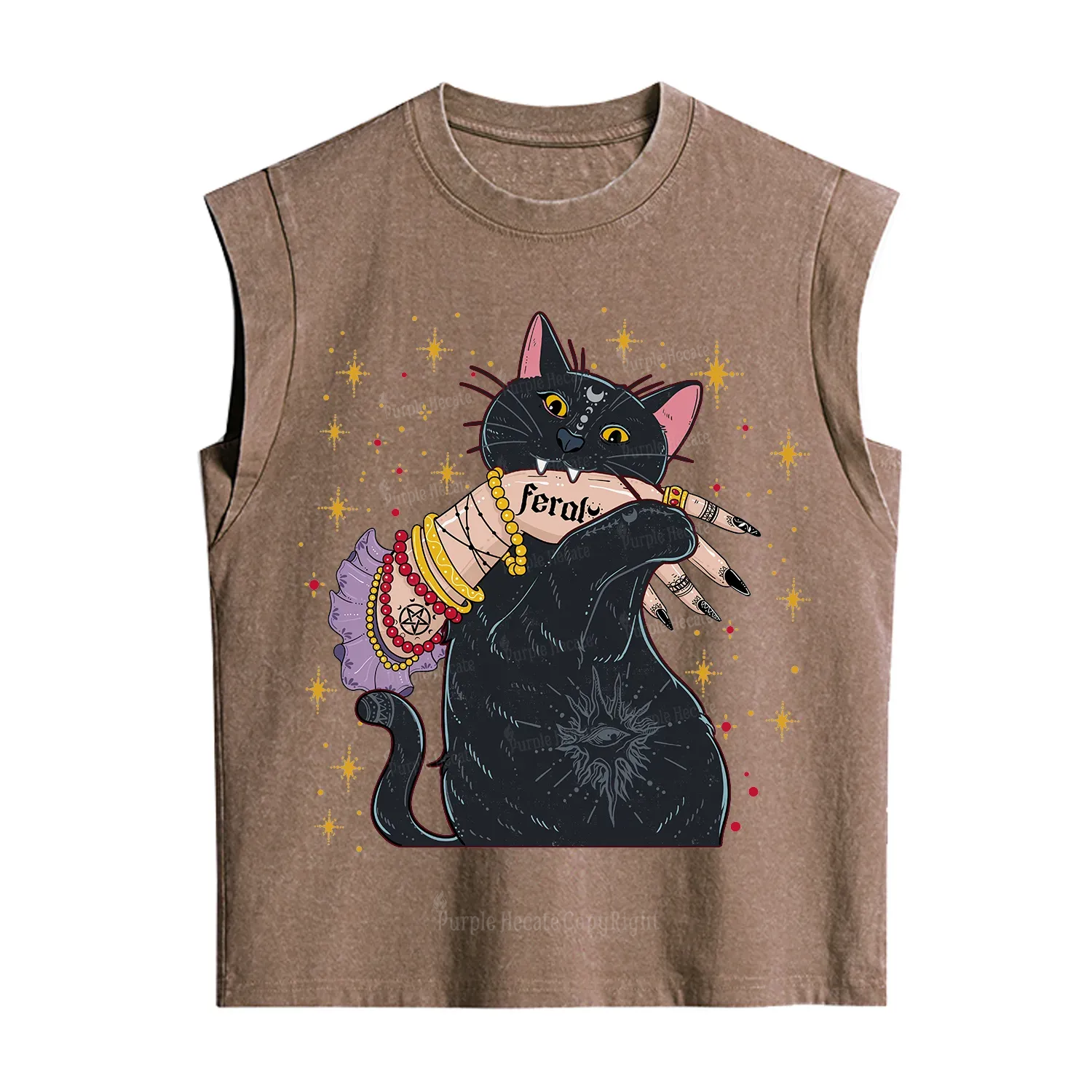 Purplehecate Feral Cat Vintage Washed Tank