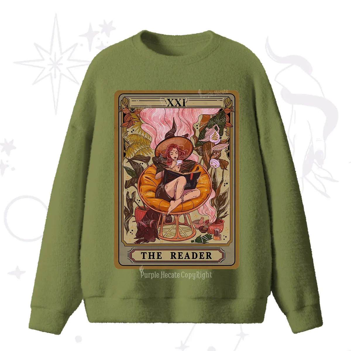 Purplehecate The Reader Tarot Card Fuzzy Ugly Sweater