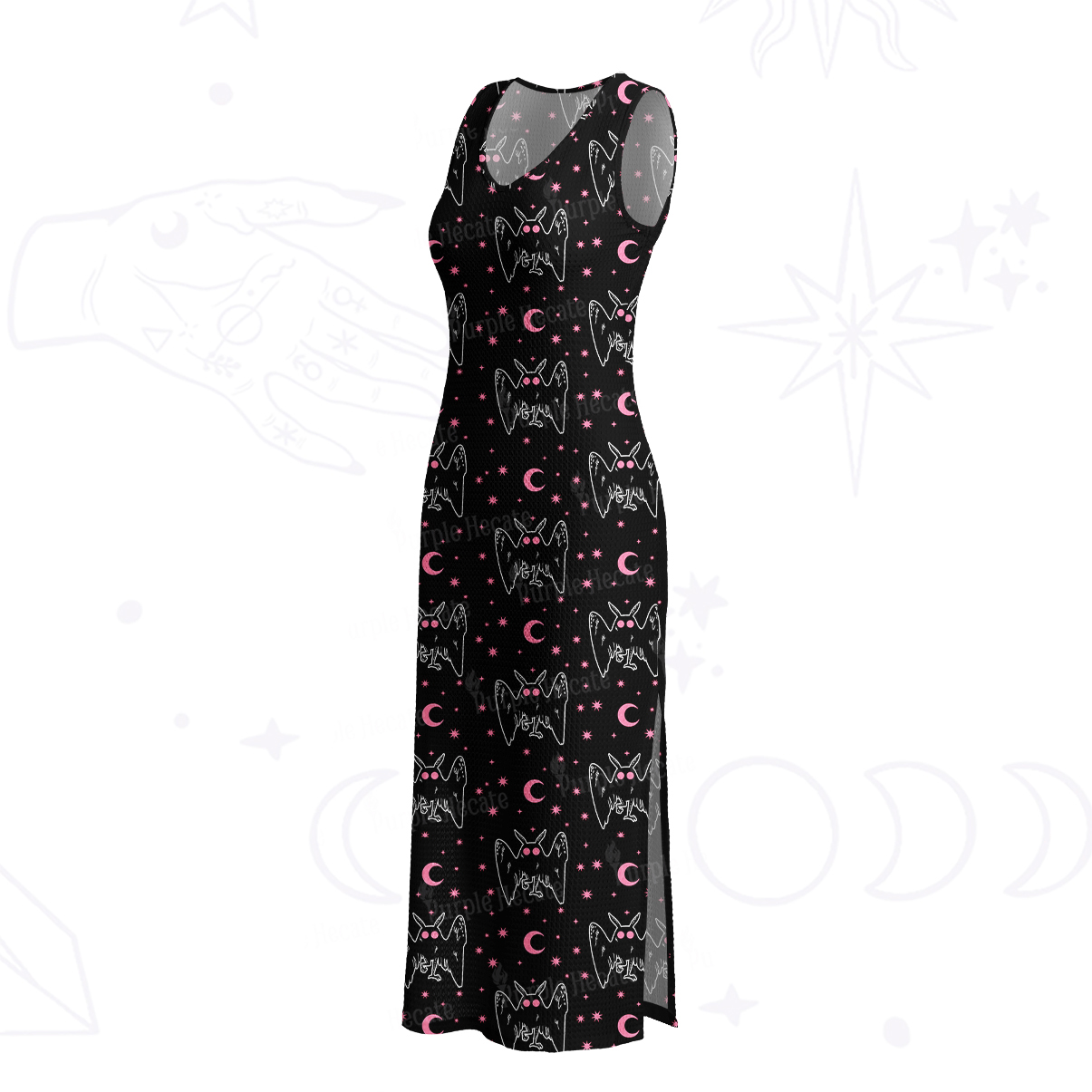 Purplehecate Witchy Mothman Night Crochet Knit Maxi Dress