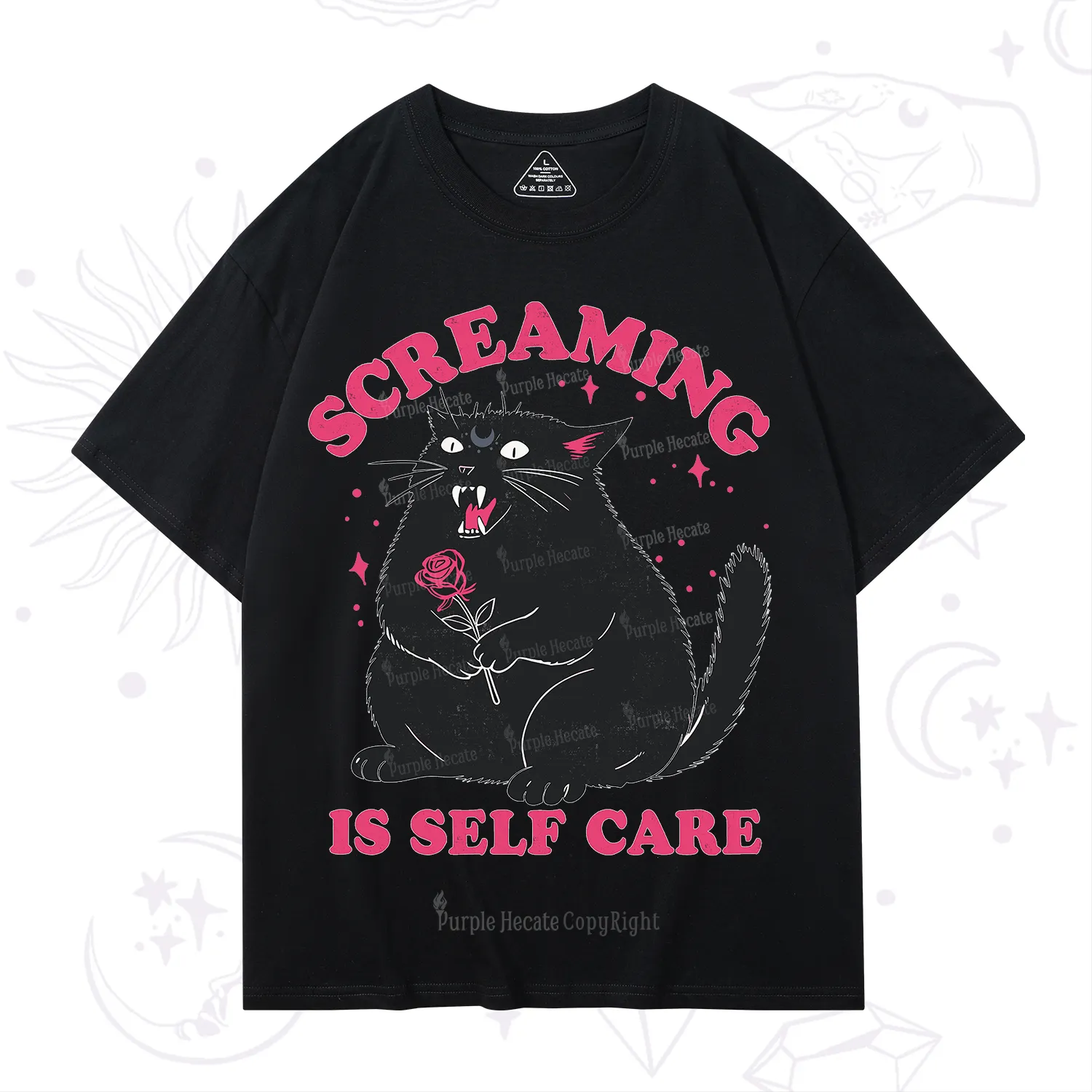 Purplehecate Funny Cat Screaming Is Self Care T-Shirt