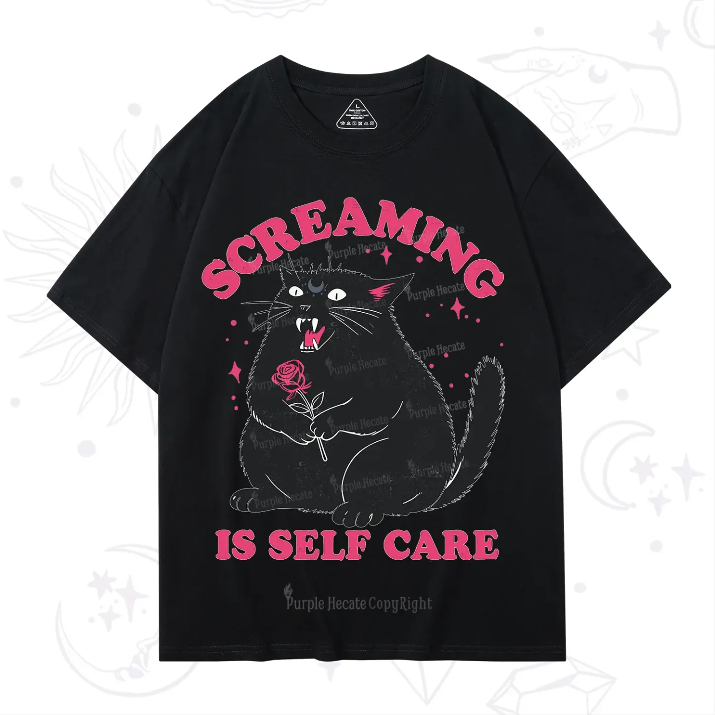 Purplehecate Funny Cat Screaming Is Self Care T-Shirt