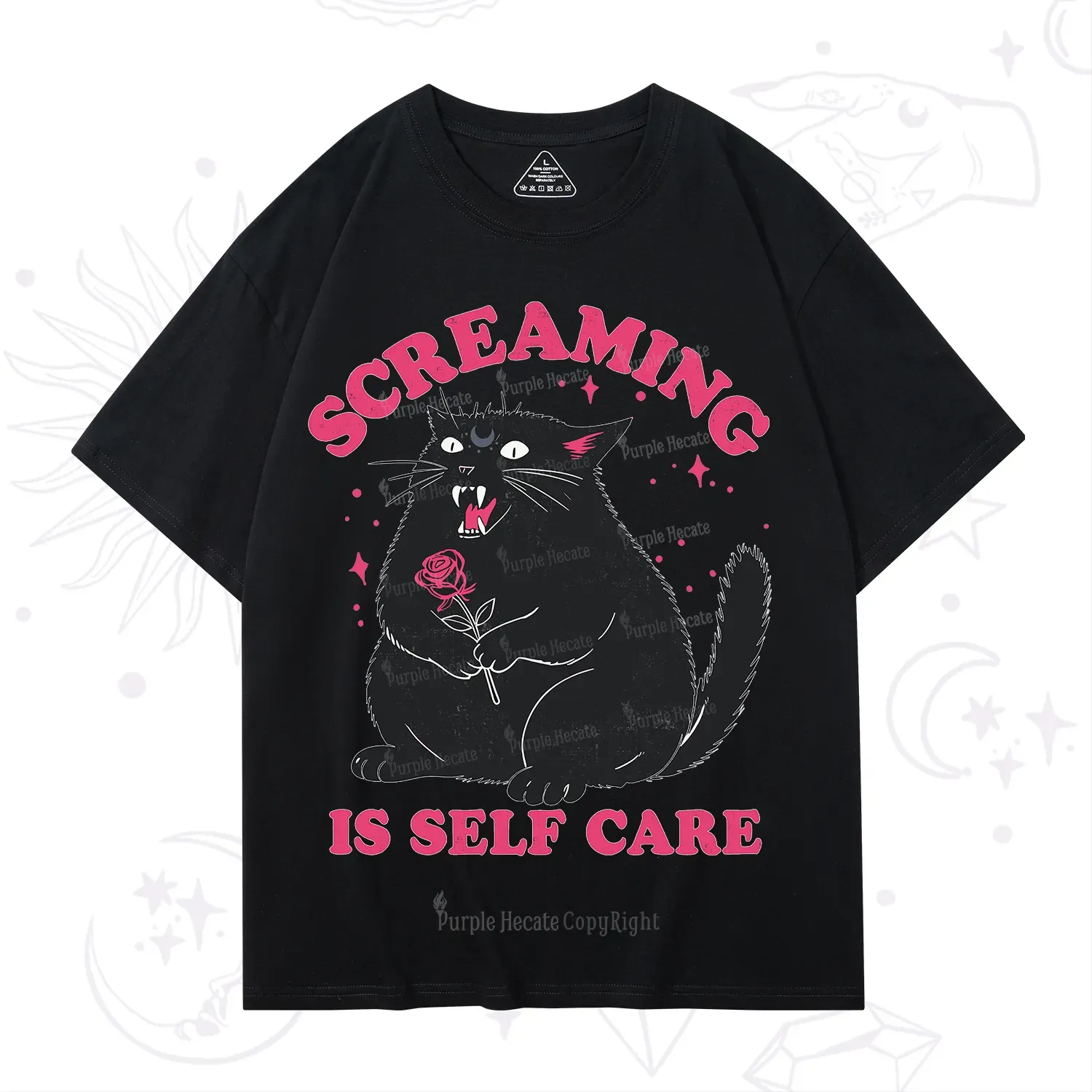 Purplehecate Funny Cat Screaming Is Self Care T-Shirt