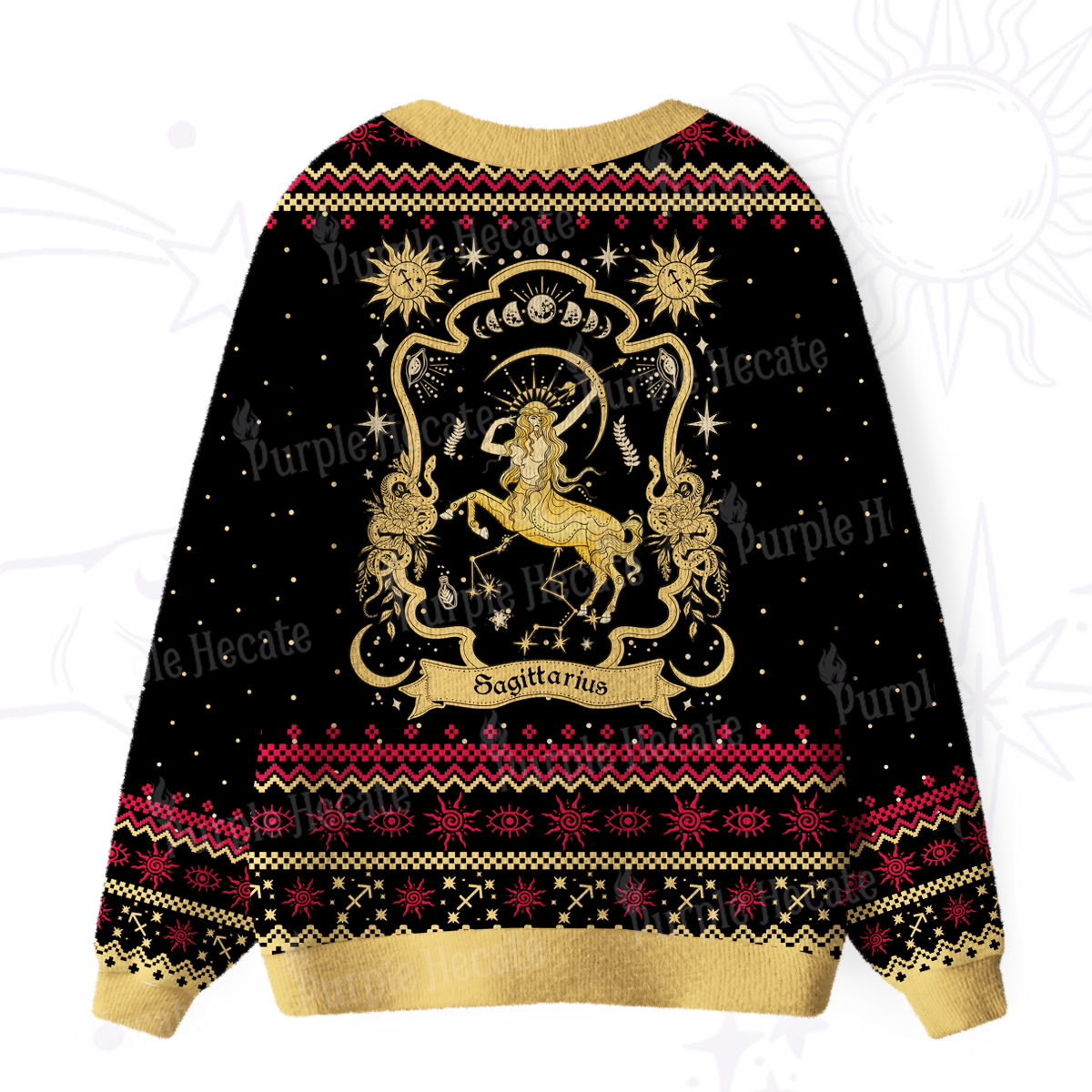 Purplehecate Sagittarius' Astral Mirage Zodiac Ugly Cardigan Sweaters