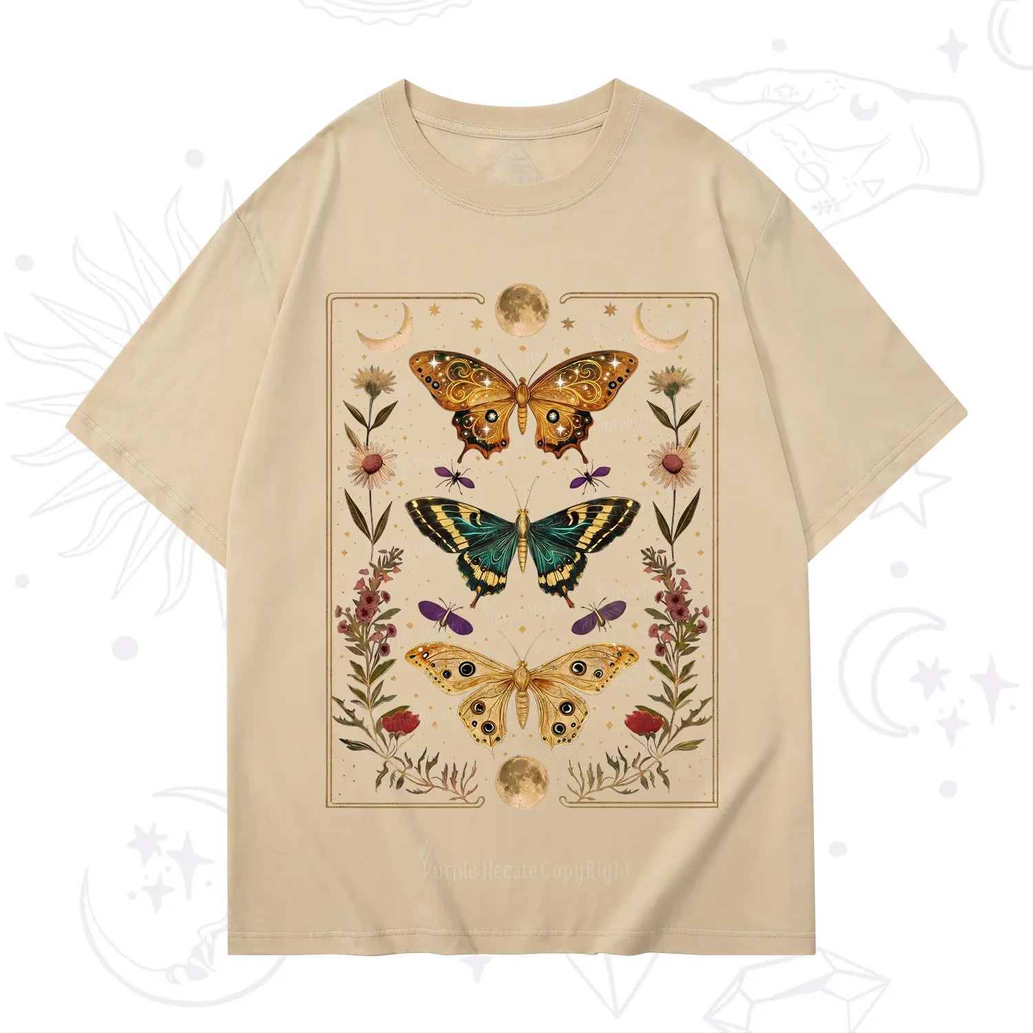 Purplehecate Sun and Moon Butterfly T-Shirt