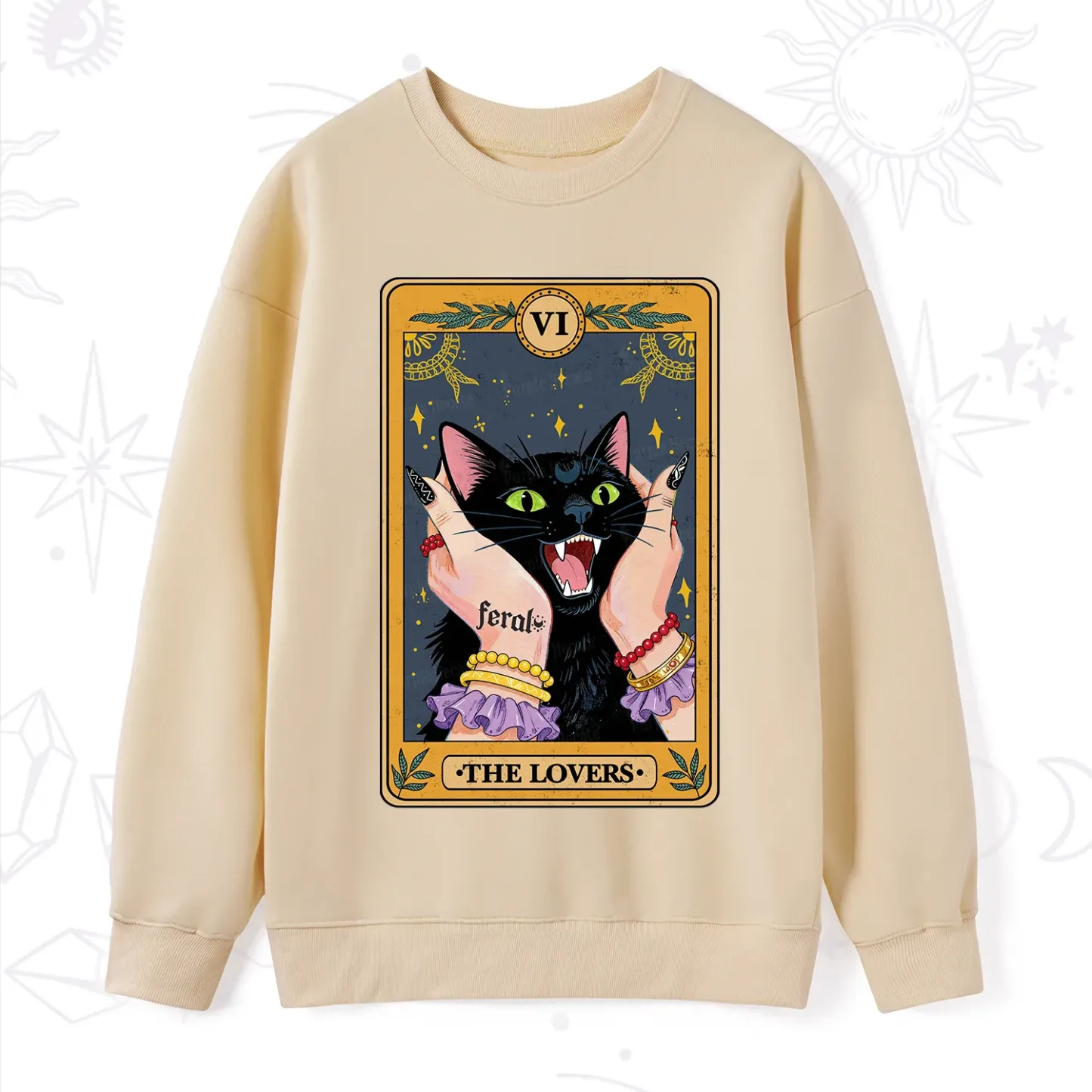 Purplehecate The Lovers Tarot Feral Cat Sweatshirt