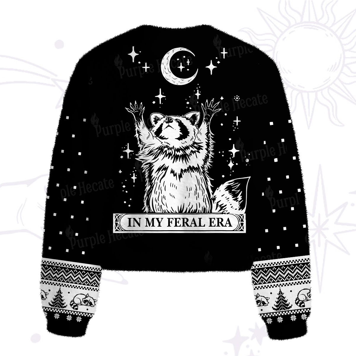 Purplehecate In My Feral Era Raccoon Fuzzy Crewneck Sweater