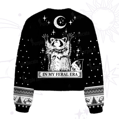 Purplehecate In My Feral Era Raccoon Fuzzy Crewneck Sweater