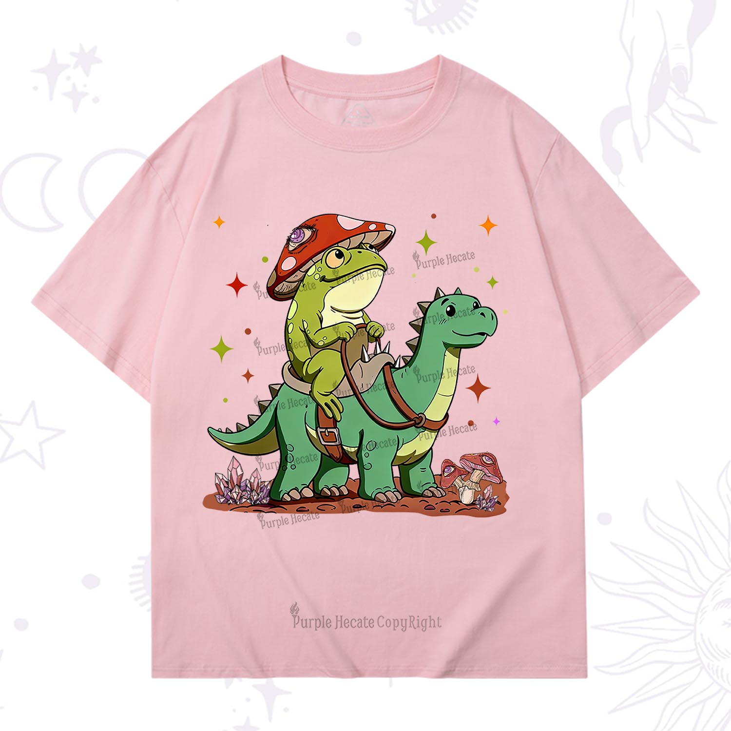 Purplehecate Frog Riding a Dinosaur T-Shirt