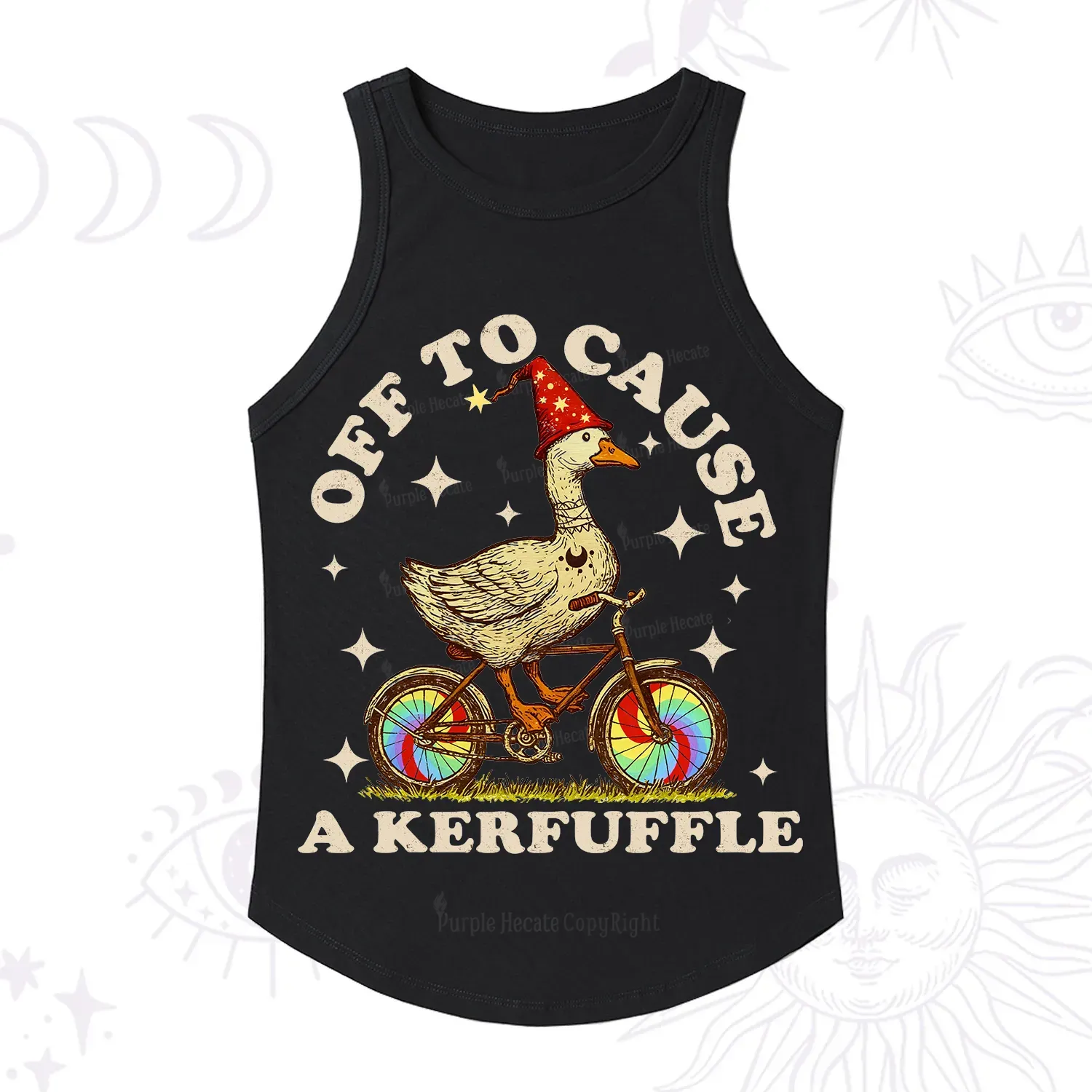 Purplehecate Off to Cause a Kerfuffle Goose Racerback Tank Top