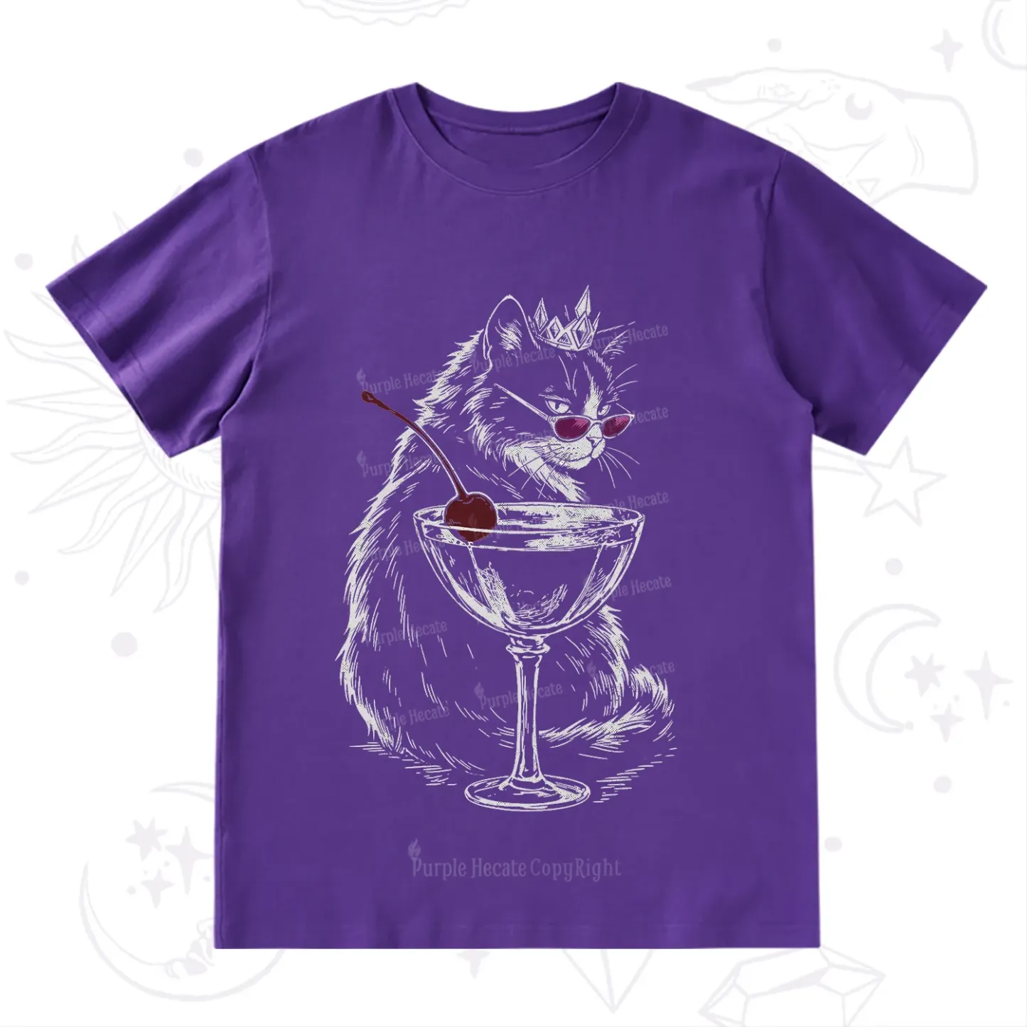 Purplehecate Martini Queen Cat T-Shirt