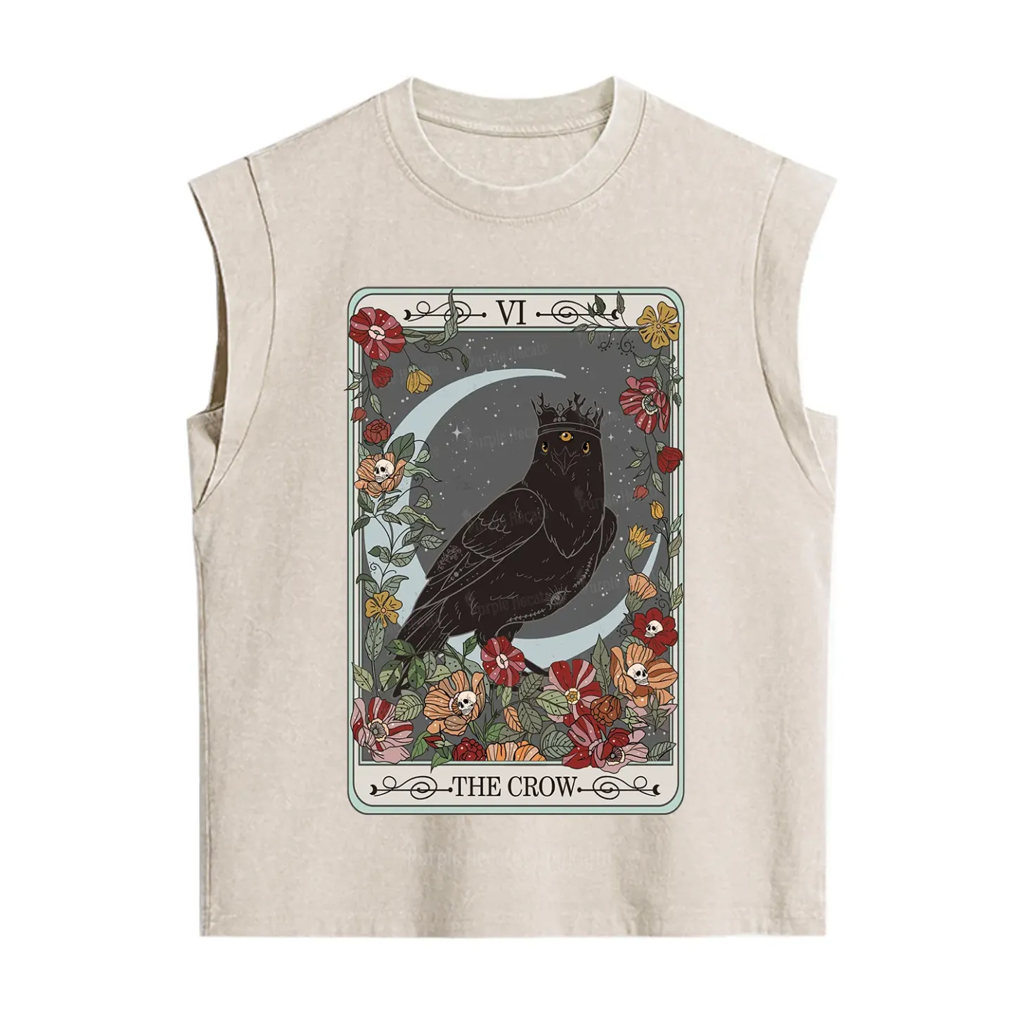 Purplehecate The Crow Tarot Card Vintage Washed Tank