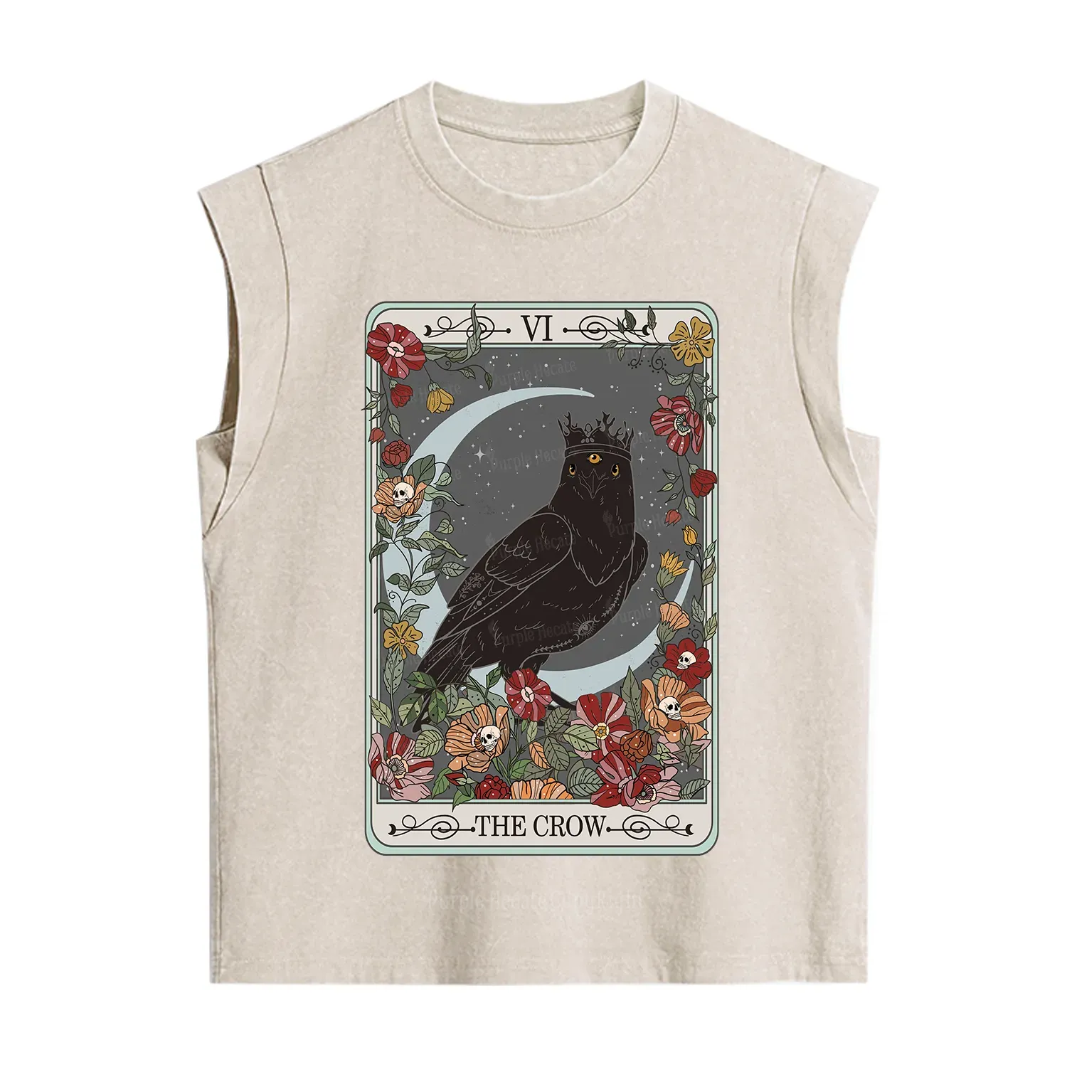 Purplehecate The Crow Tarot Card Vintage Washed Tank