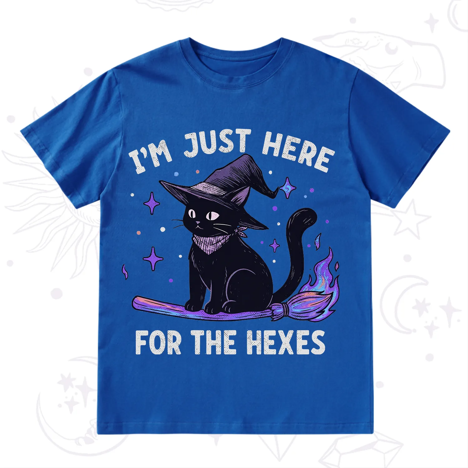 Purplehecate I'm Just Here for the Hexes Witch Cat T-Shirt