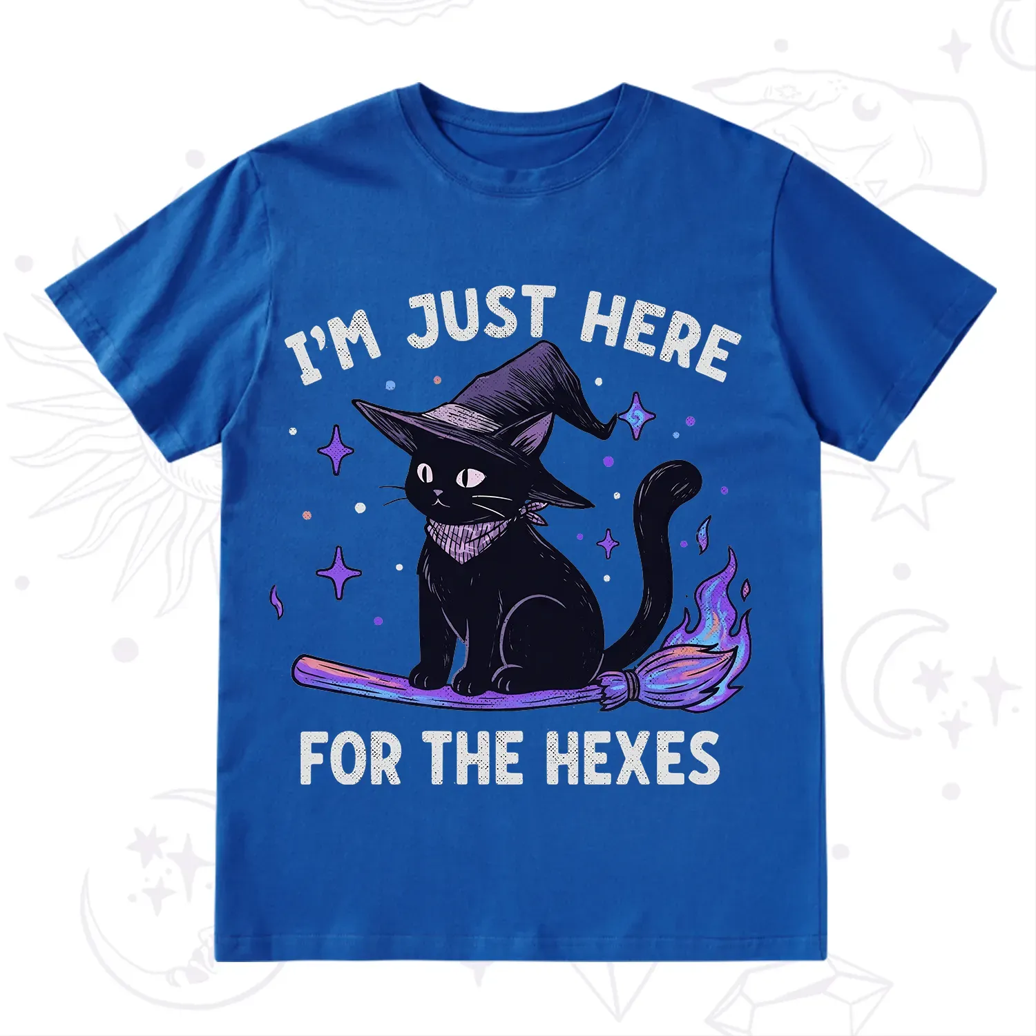Purplehecate I'm Just Here for the Hexes Witch Cat T-Shirt