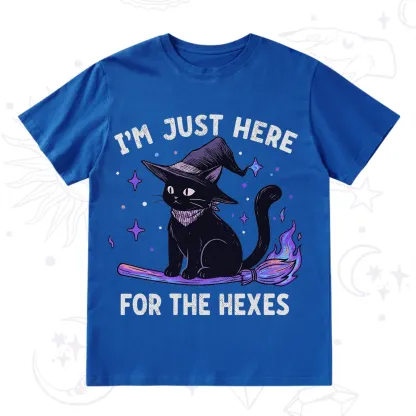 Purplehecate I'm Just Here for the Hexes Witch Cat T-Shirt