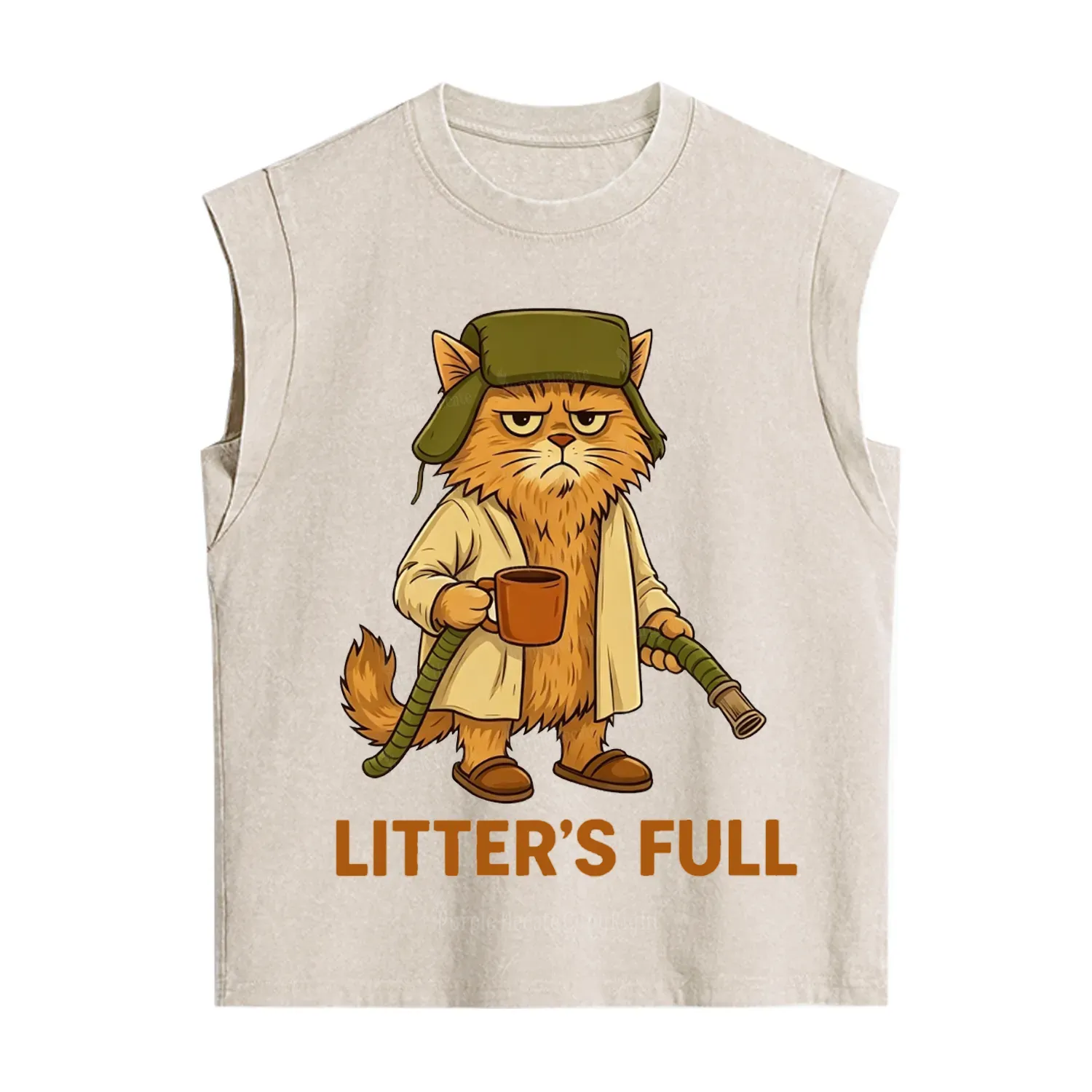 Purplehecate Litter's Full Funny Cat Vintage Washed Tank