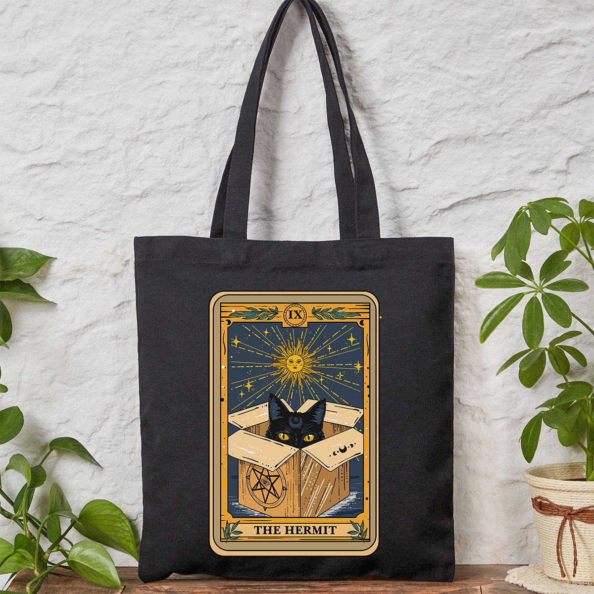 Purplehecate The Hermit Cat Tarot Card Tote Bag
